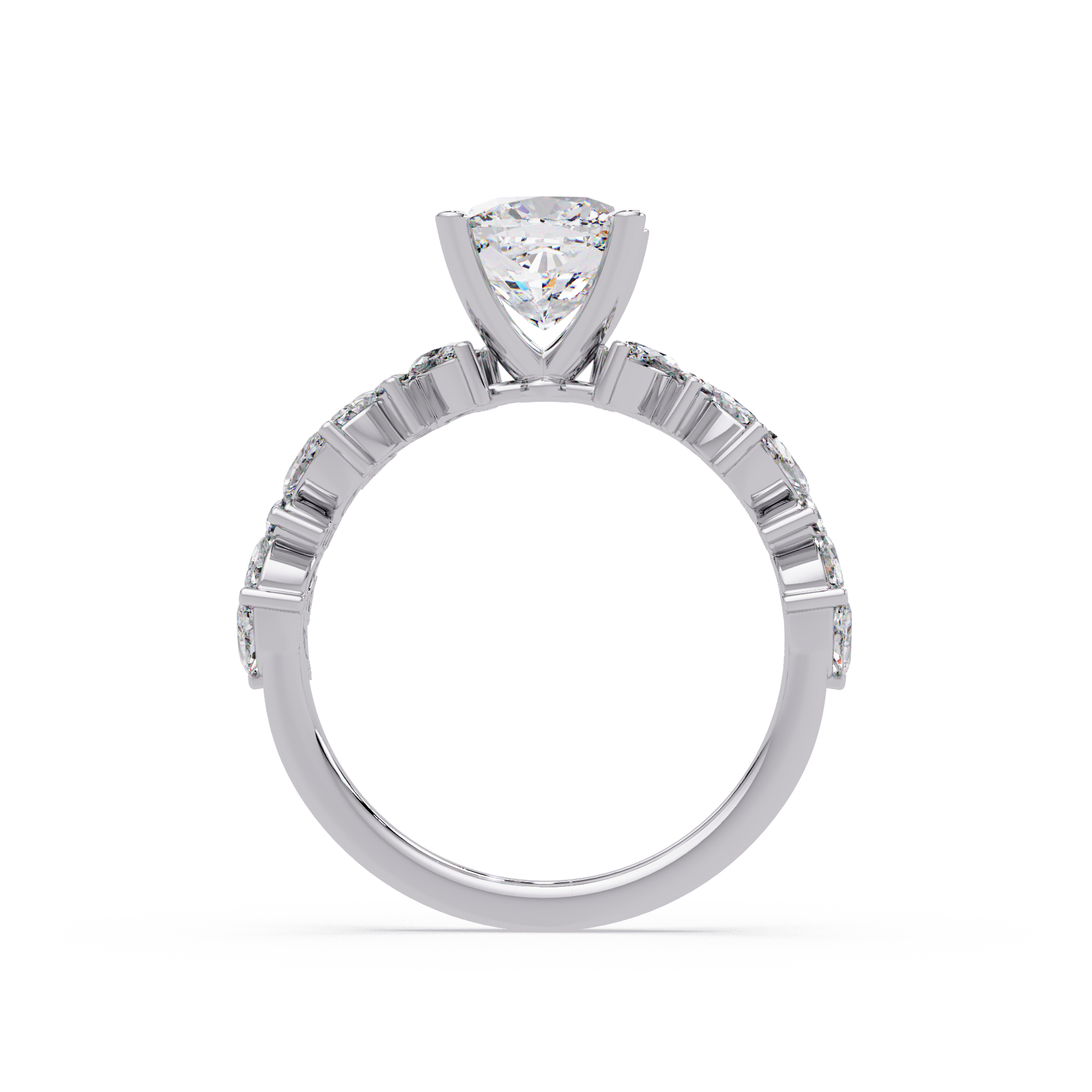 Cushion Cut Lab Grown Diamond Ring With Accented Shank