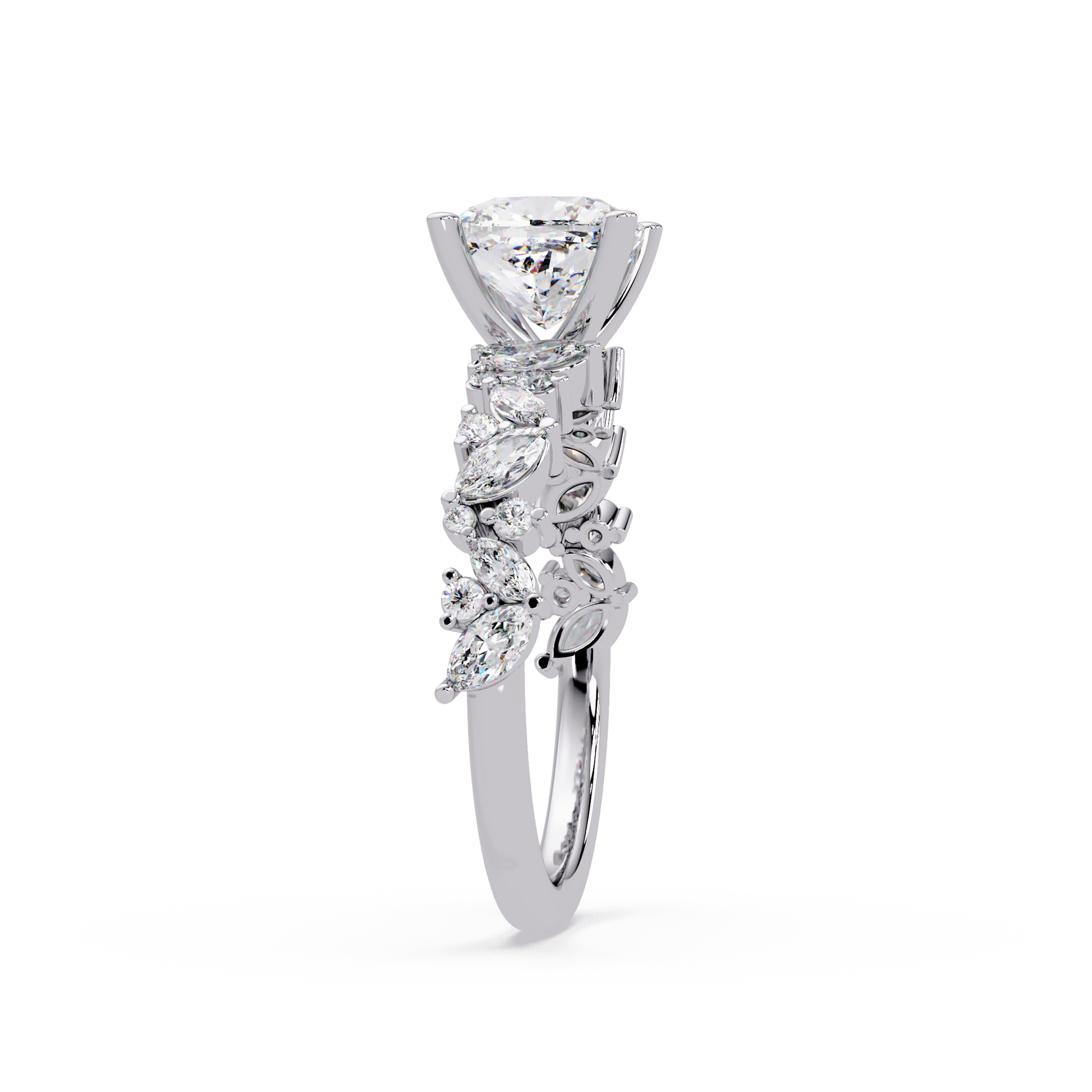Cushion Cut Lab Grown Diamond Ring With Accented Shank