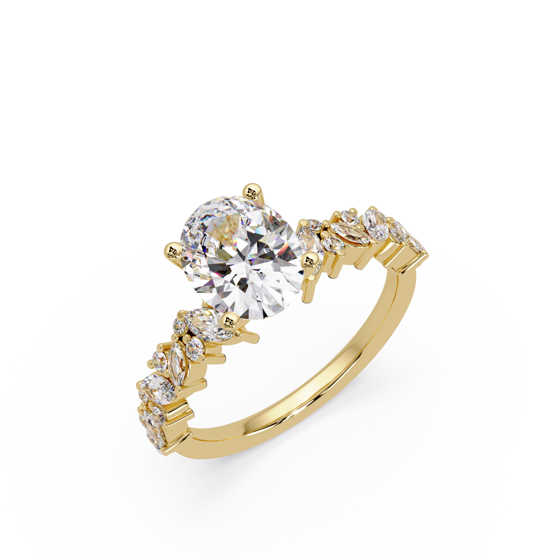 Oval Cut Lab Grown Diamond Engagement Ring in Accented Shak