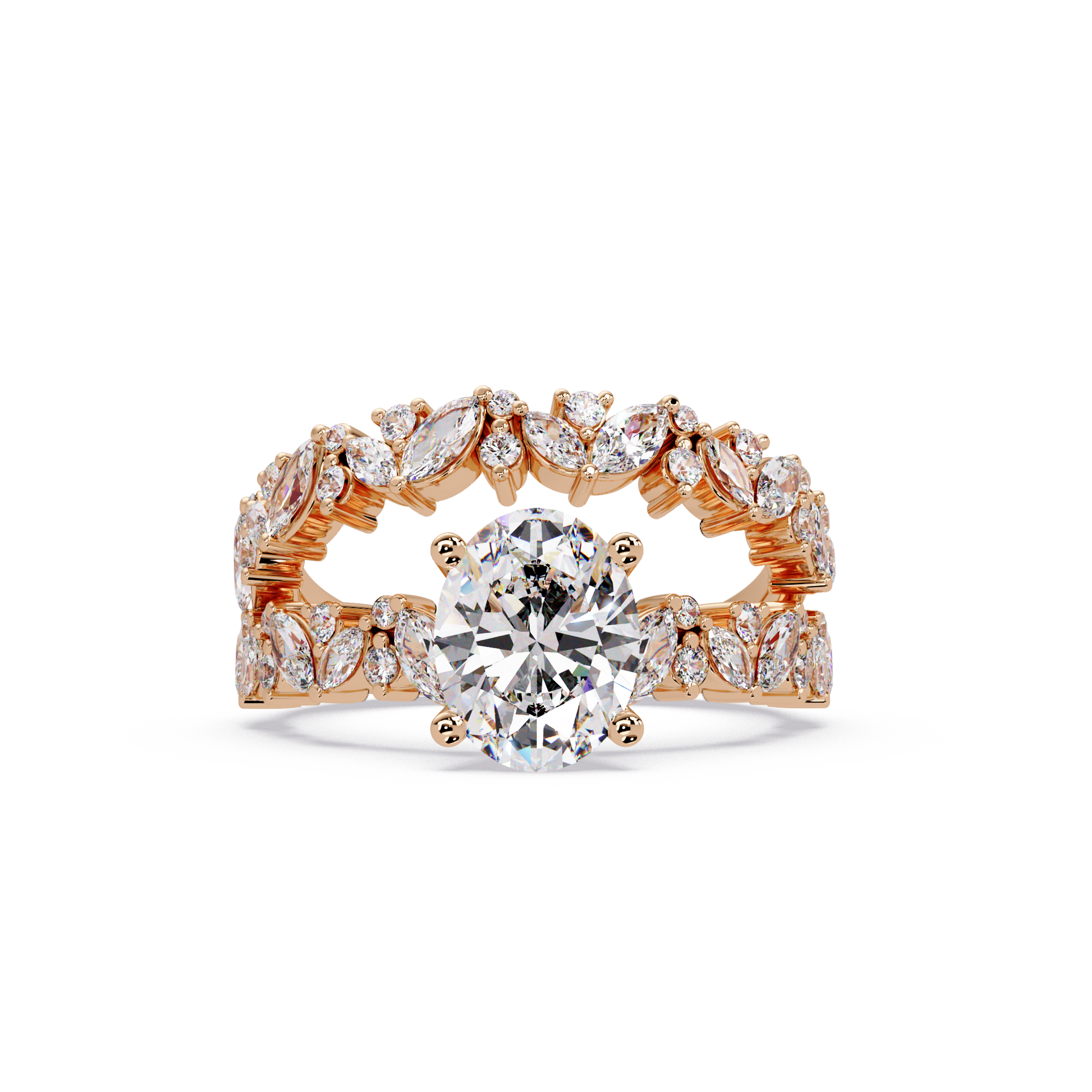Oval Cut Lab Grown Diamond Engagement Ring in Accented Shak