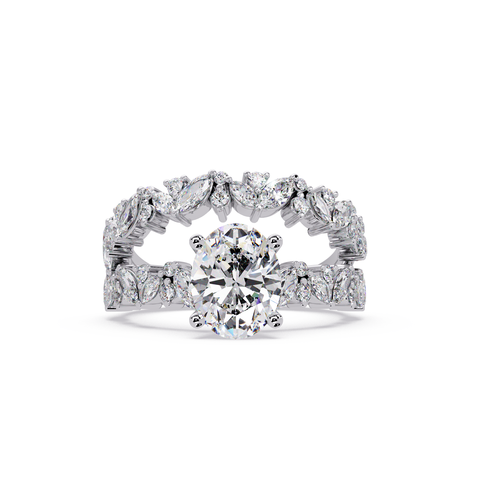 Oval Cut Lab Grown Diamond Engagement Ring in Accented Shak