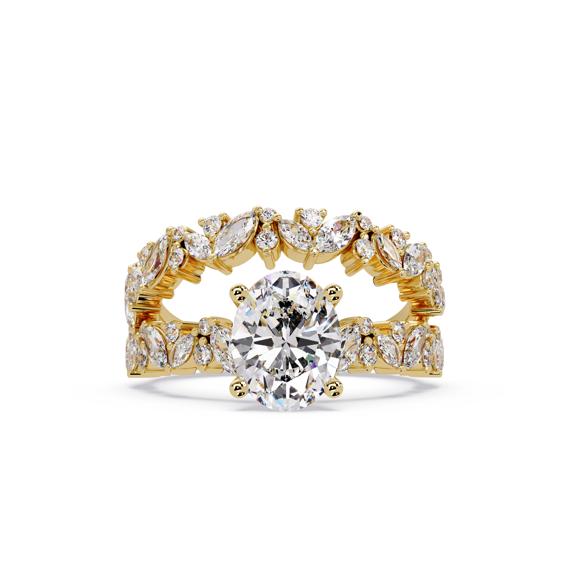 Oval Cut Lab Grown Diamond Engagement Ring in Accented Shak