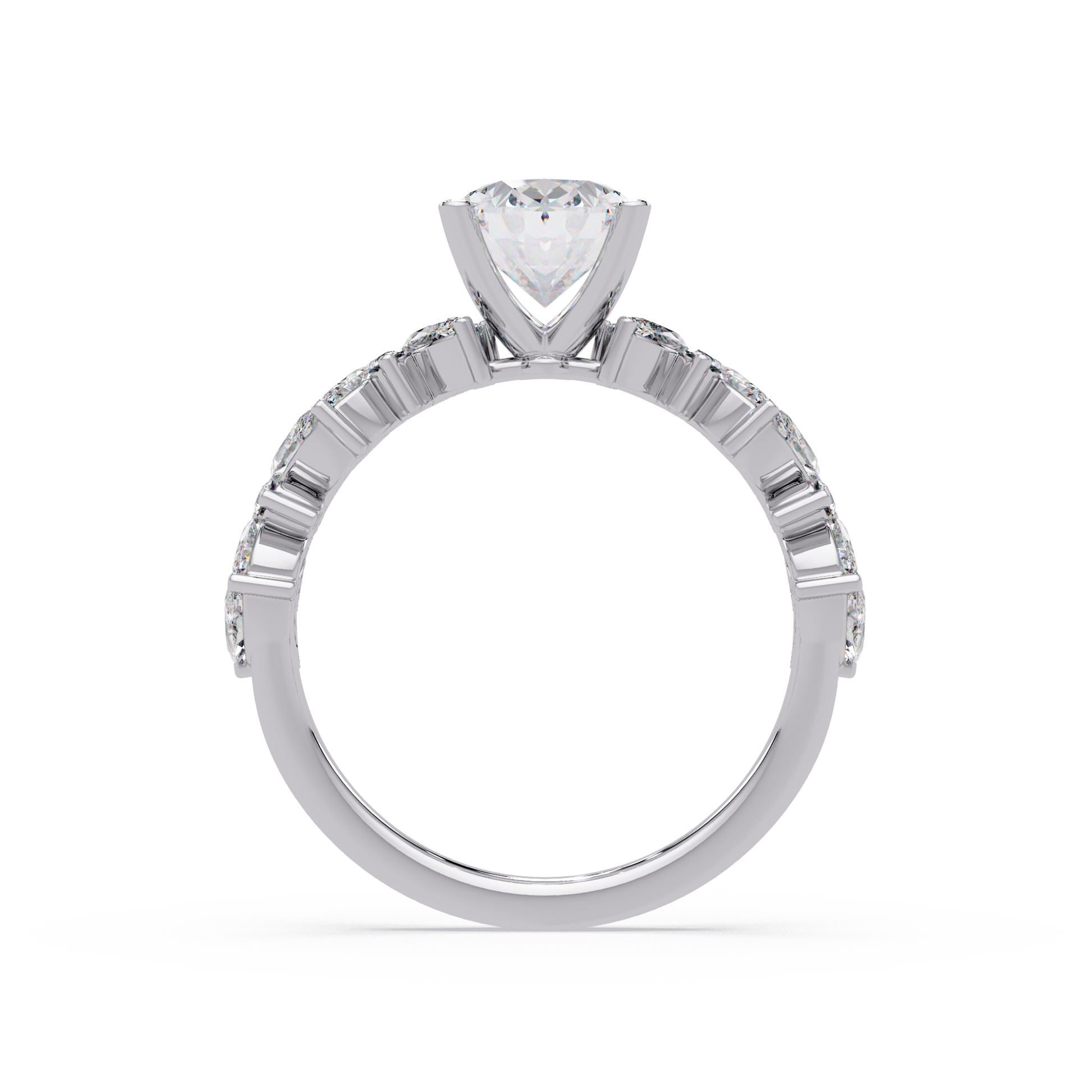 Oval Cut Lab Grown Diamond Engagement Ring in Accented Shak