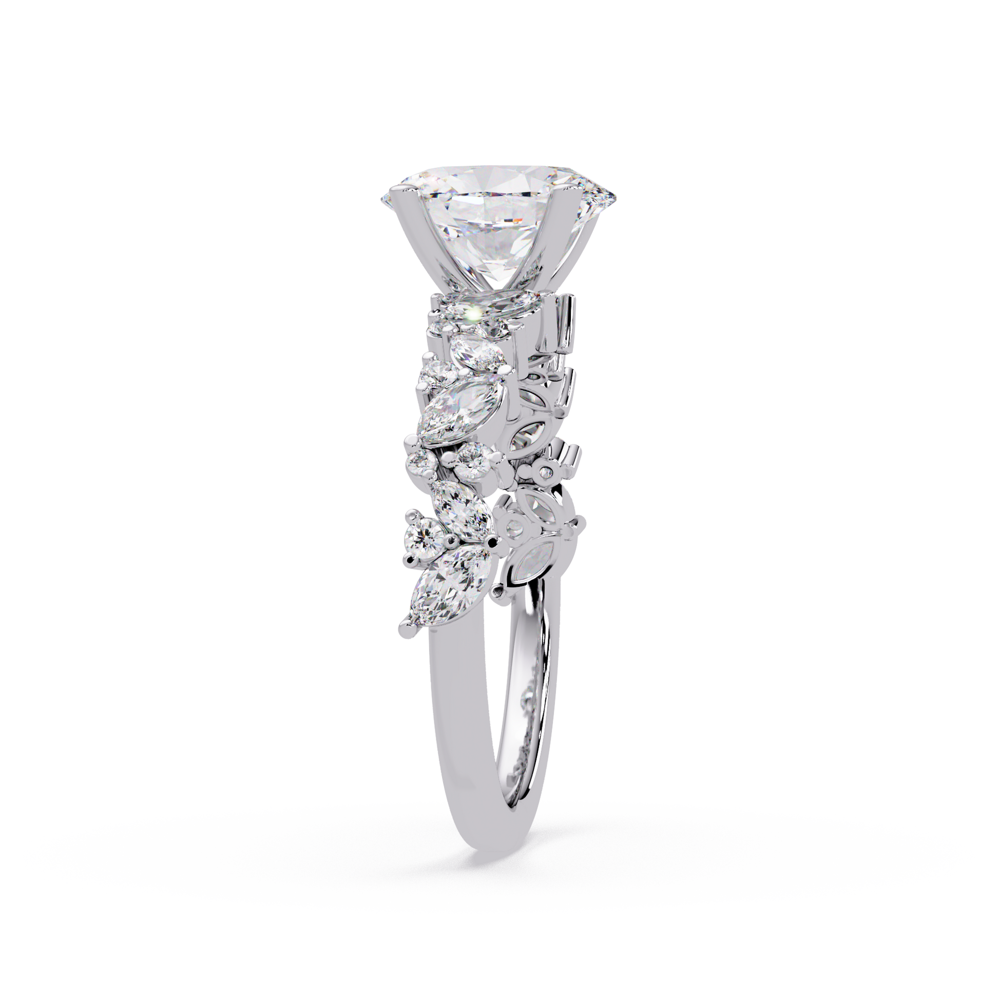 Oval Cut Lab Grown Diamond Engagement Ring in Accented Shak