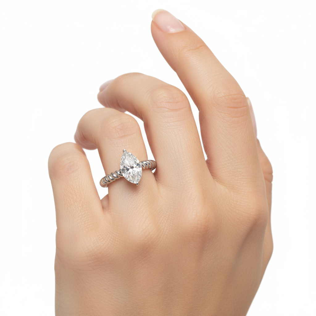 Pear Cut Lab Grown Diamond Solitaire Engagement Ring