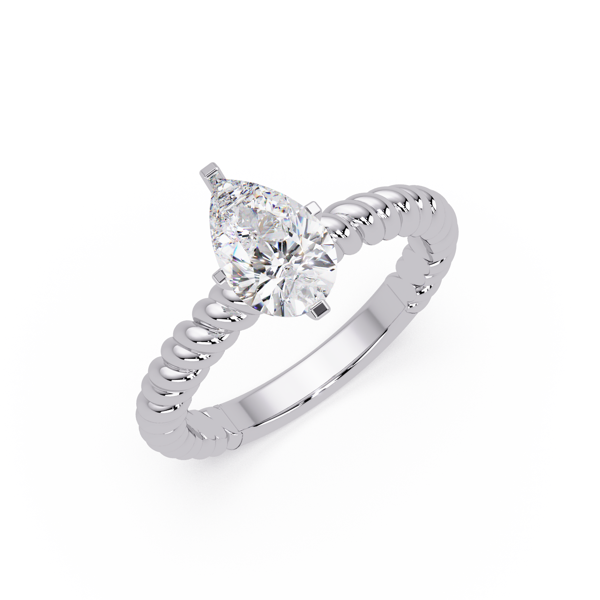Pear Cut Lab Grown Diamond Solitaire Engagement Ring