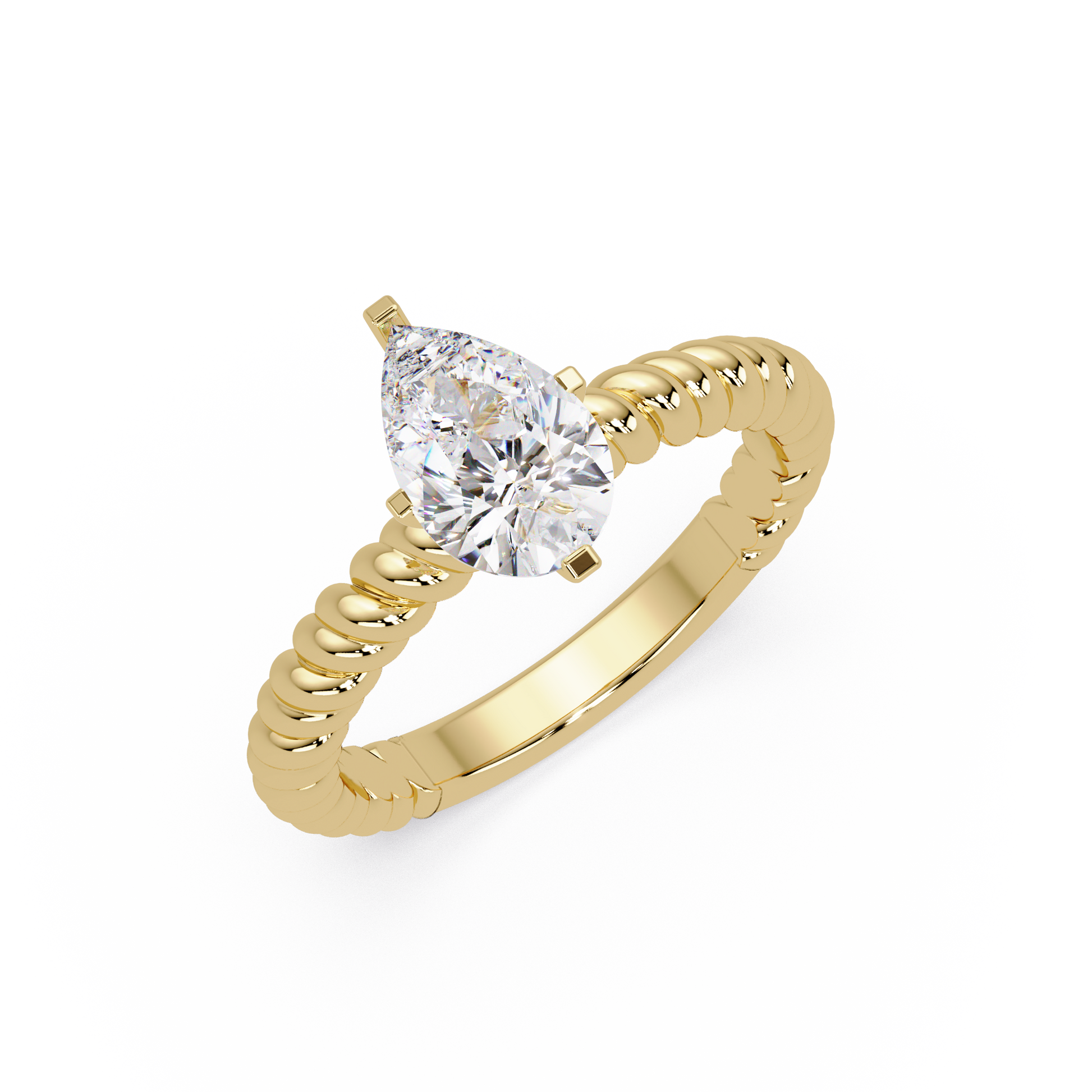 Pear Cut Lab Grown Diamond Solitaire Engagement Ring