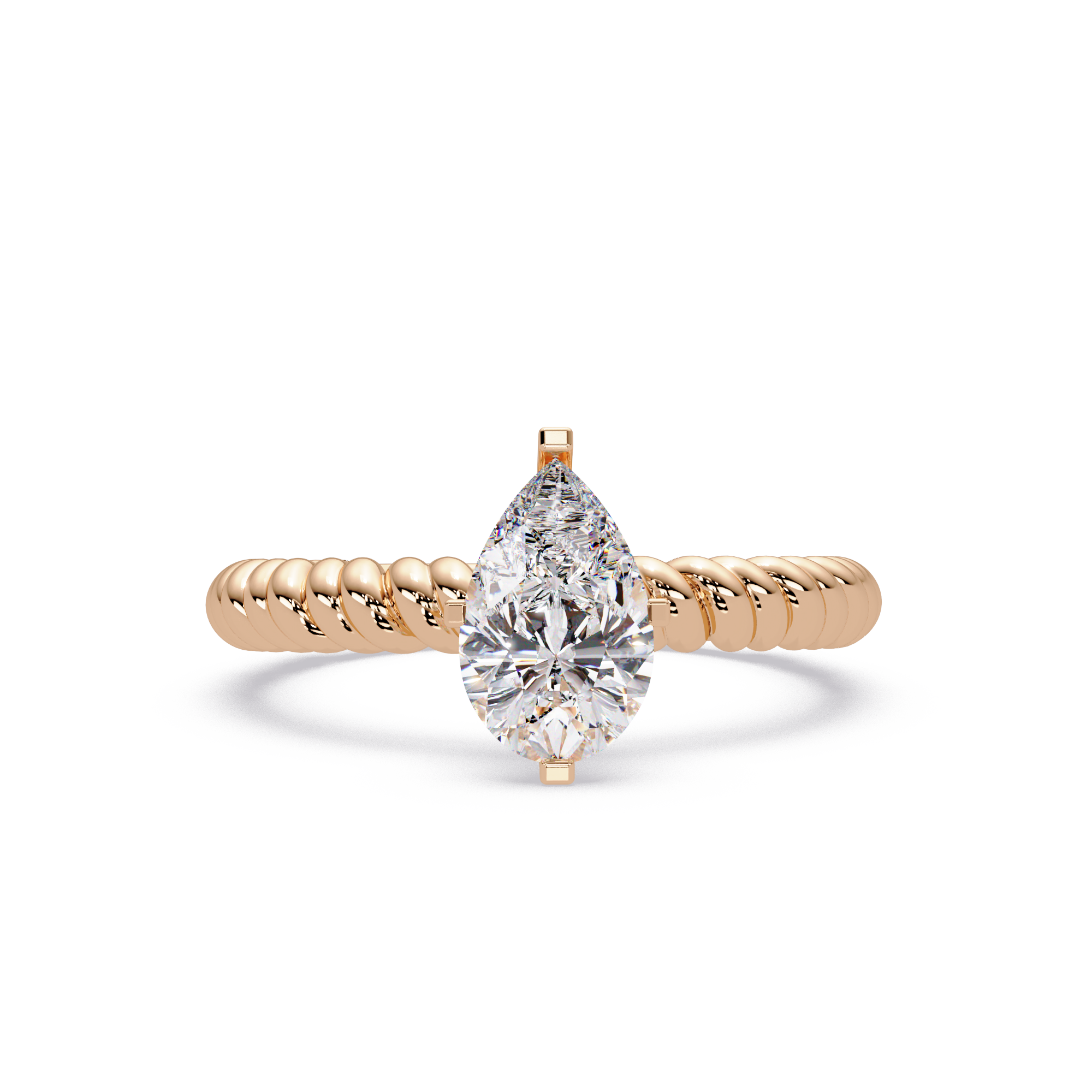 Pear Cut Lab Grown Diamond Solitaire Engagement Ring