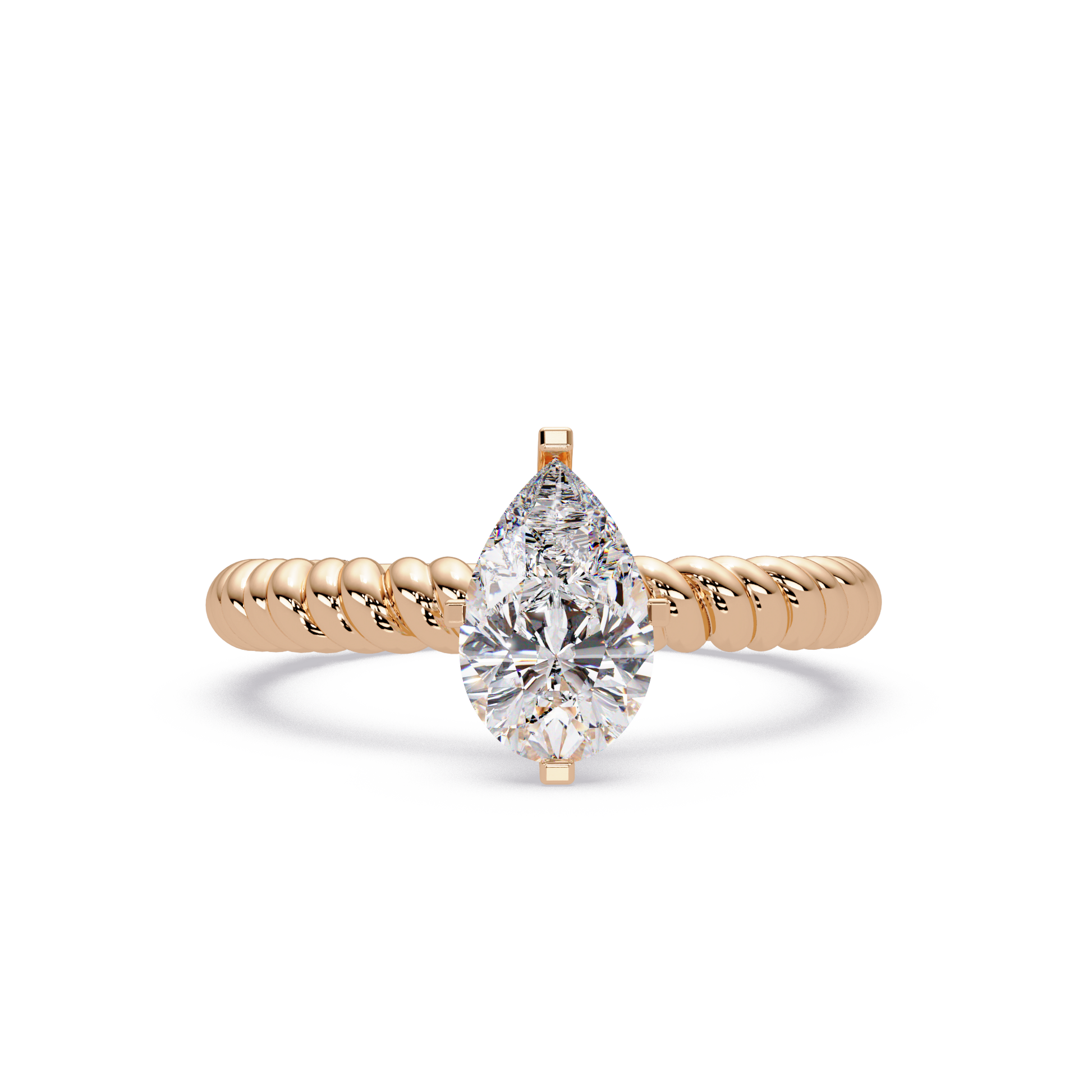 Pear Cut Lab Grown Diamond Solitaire Engagement Ring