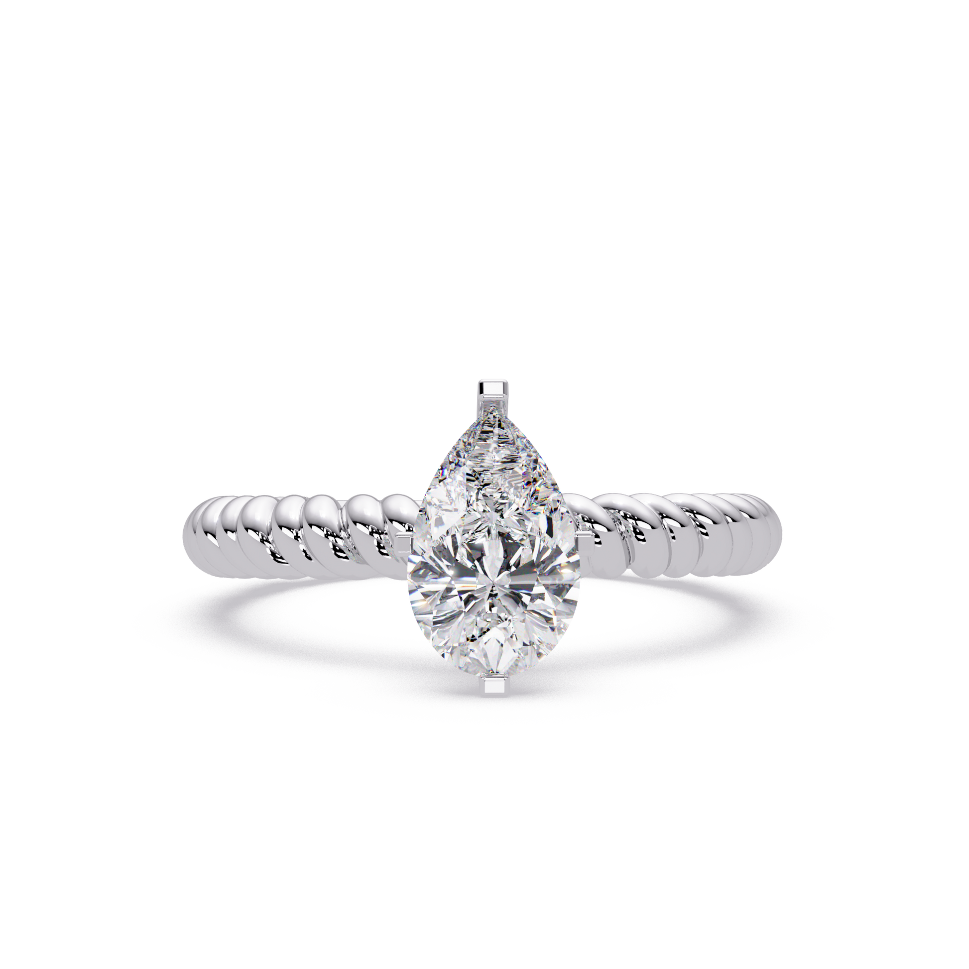 Pear Cut Lab Grown Diamond Solitaire Engagement Ring