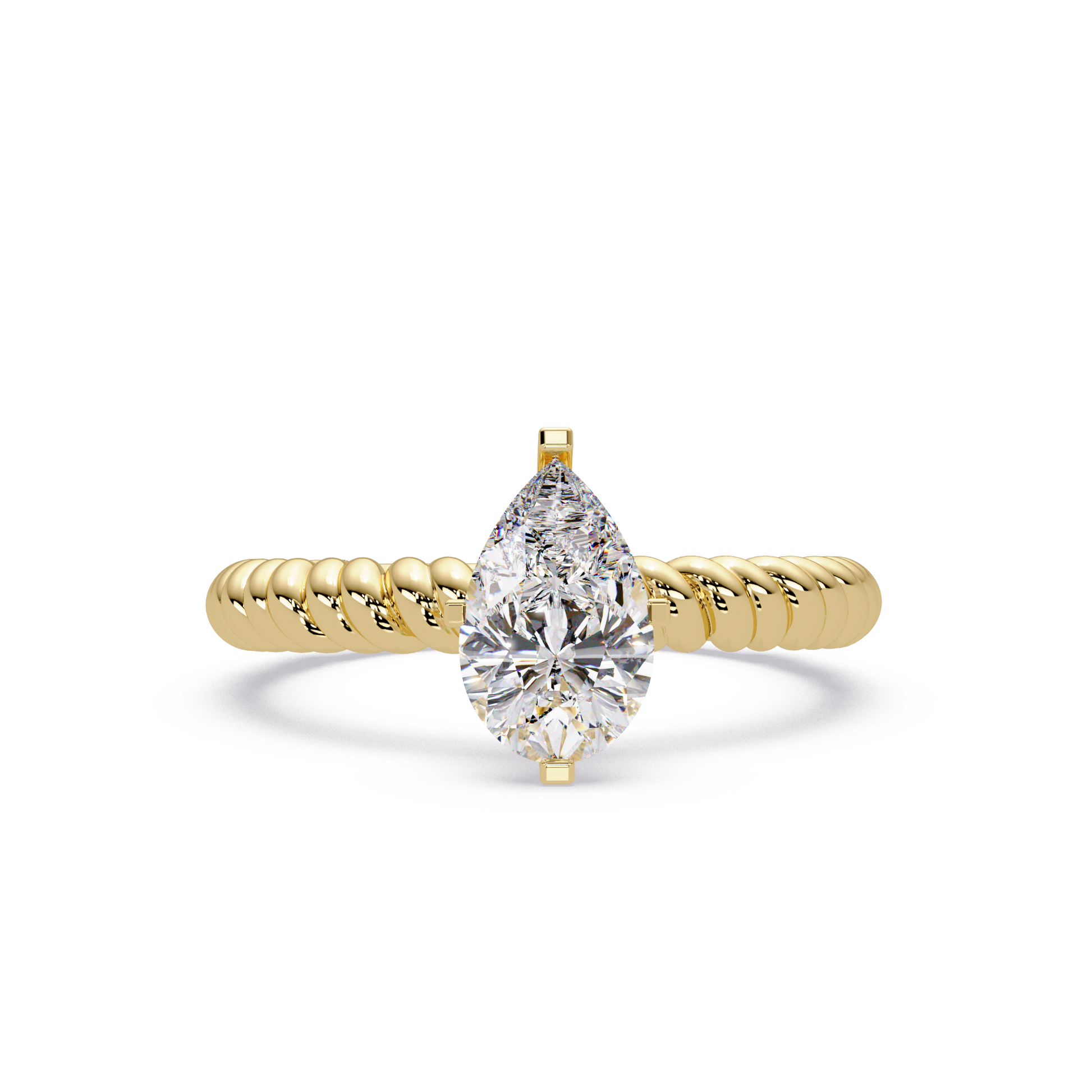 Pear Cut Lab Grown Diamond Solitaire Engagement Ring