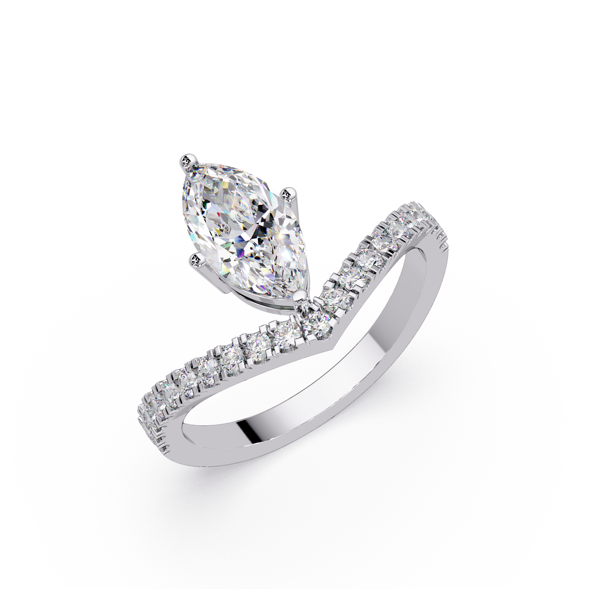 Marquise Cut Lab Grown Diamond Engagement Ring