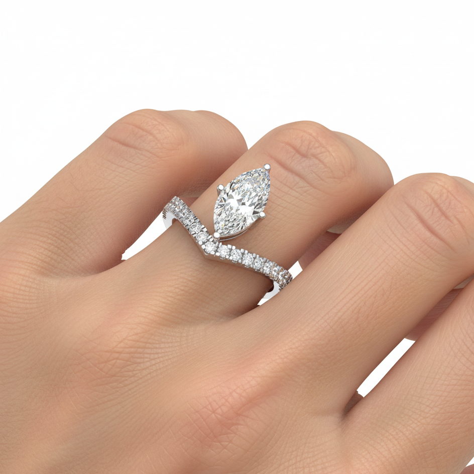 Marquise Cut Lab Grown Diamond Engagement Ring