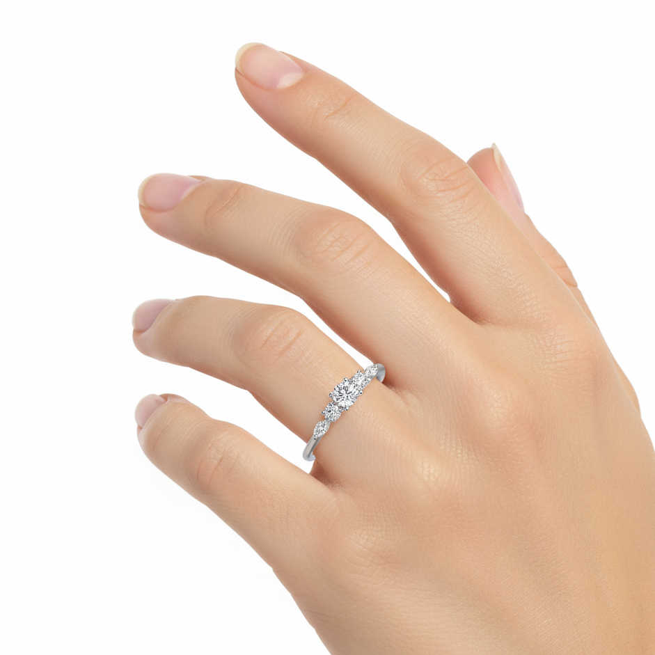 Round Cut Lab Grown Diamond Minimalist Ring