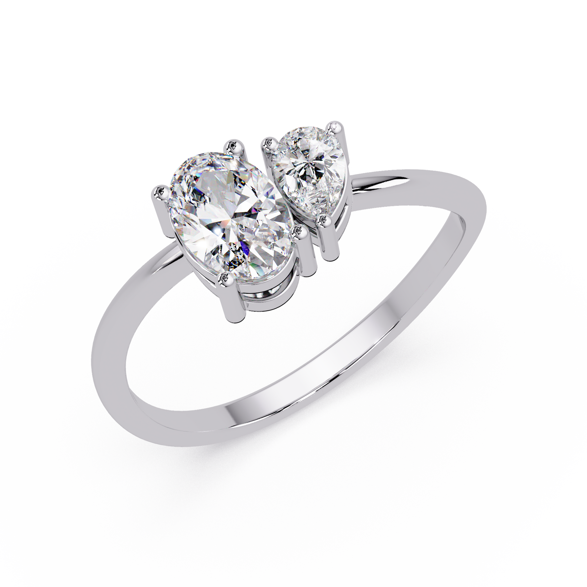 Oval And Pear Lab Grown Diamond Toi-Et-Moi Ring