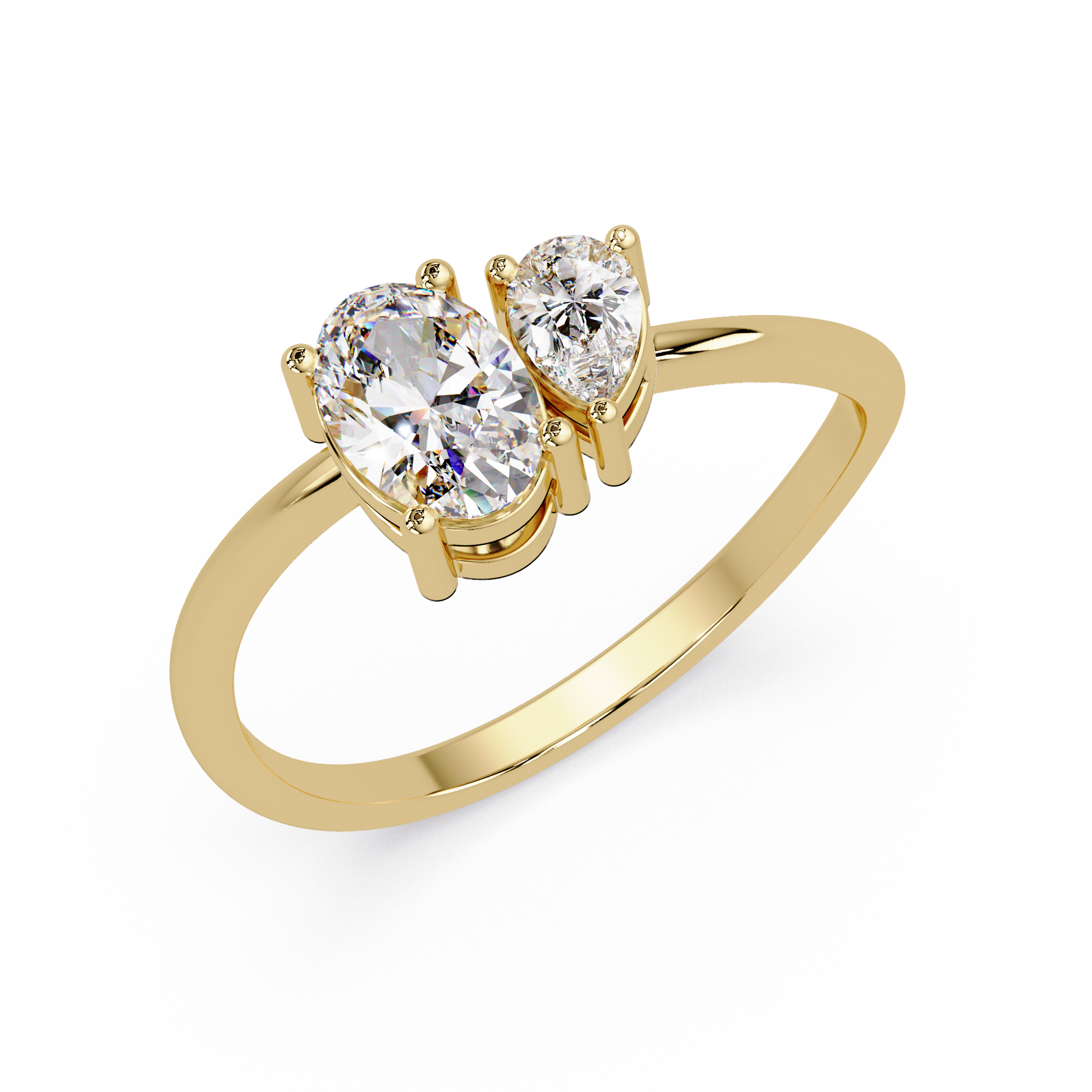 Oval And Pear Lab Grown Diamond Toi-Et-Moi Ring