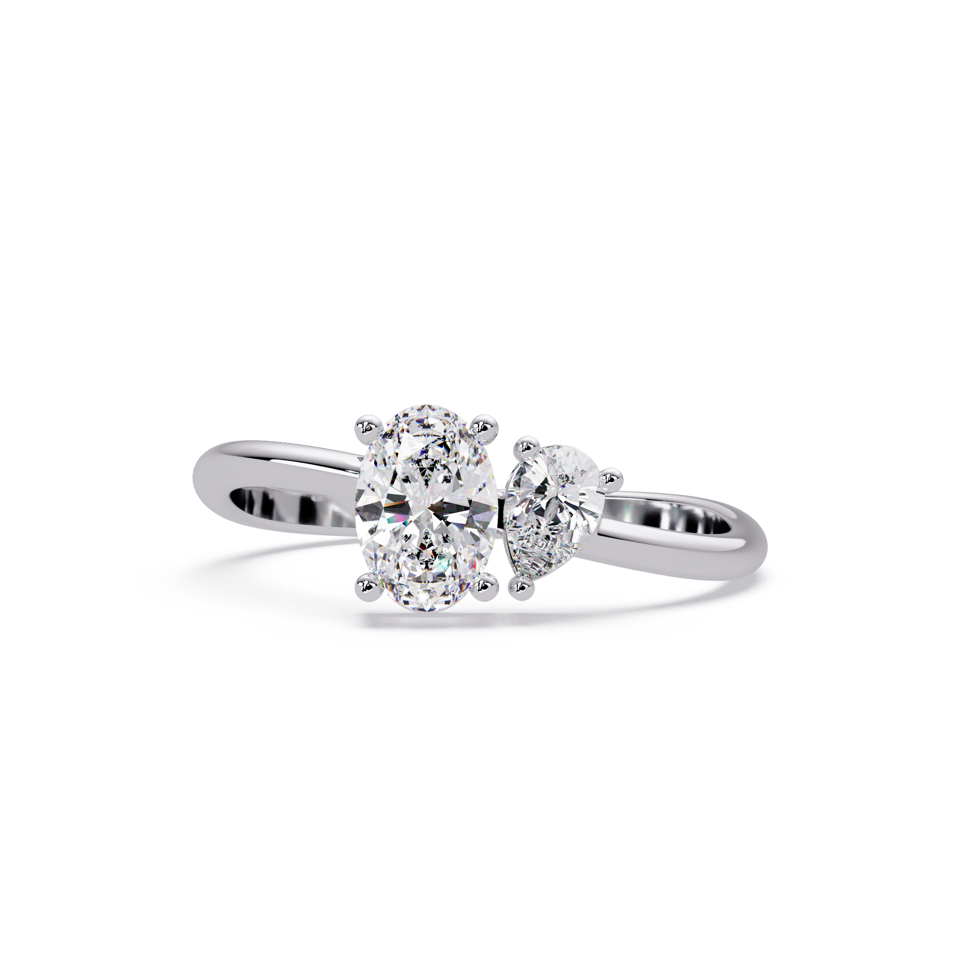 Oval And Pear Lab Grown Diamond Toi-Et-Moi Ring