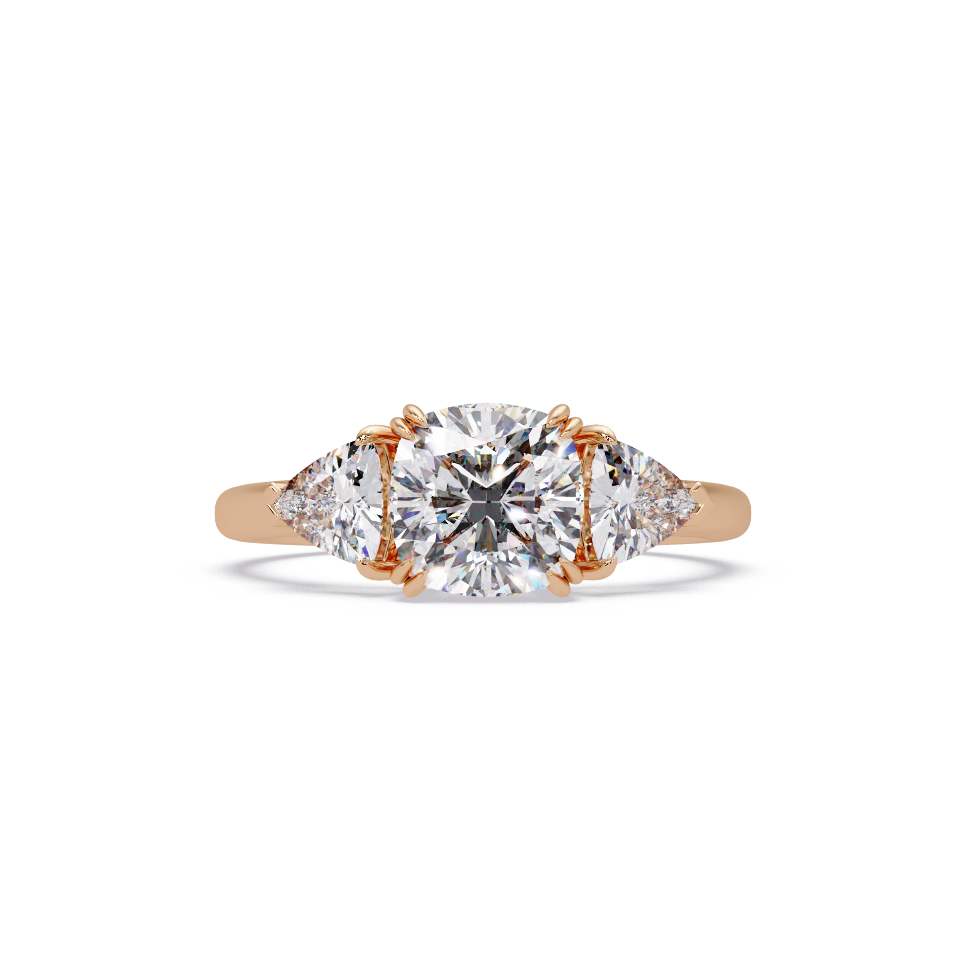Cushion Cut Lab Grown Diamond Three Stone Ring