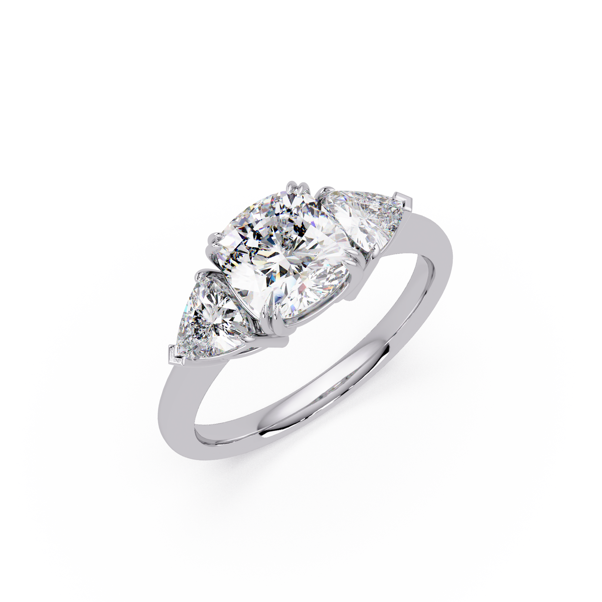 Cushion Cut Lab Grown Diamond Three Stone Ring