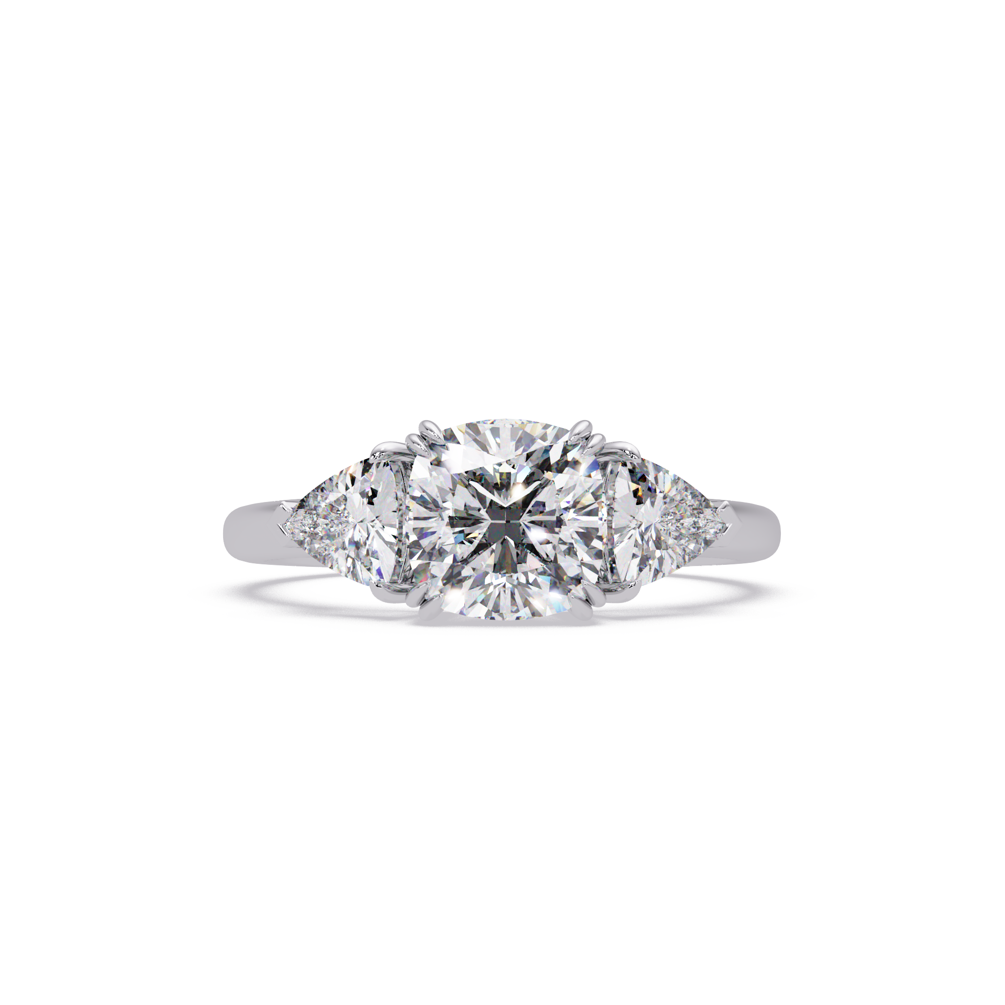 Cushion Cut Lab Grown Diamond Three Stone Ring