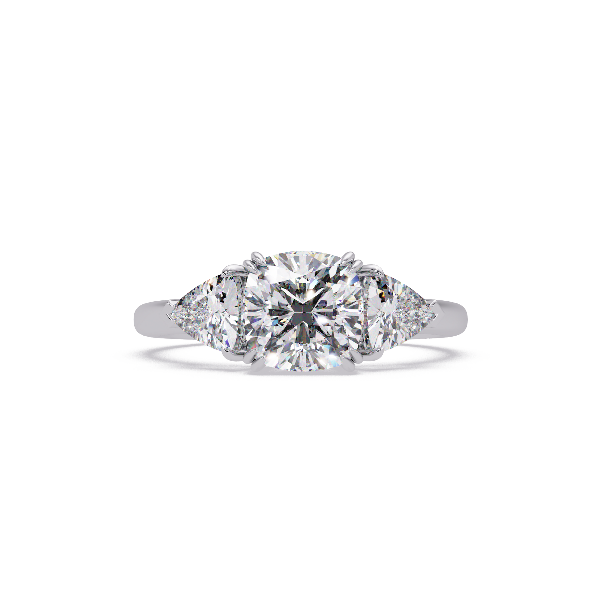Cushion Cut Lab Grown Diamond Three Stone Ring