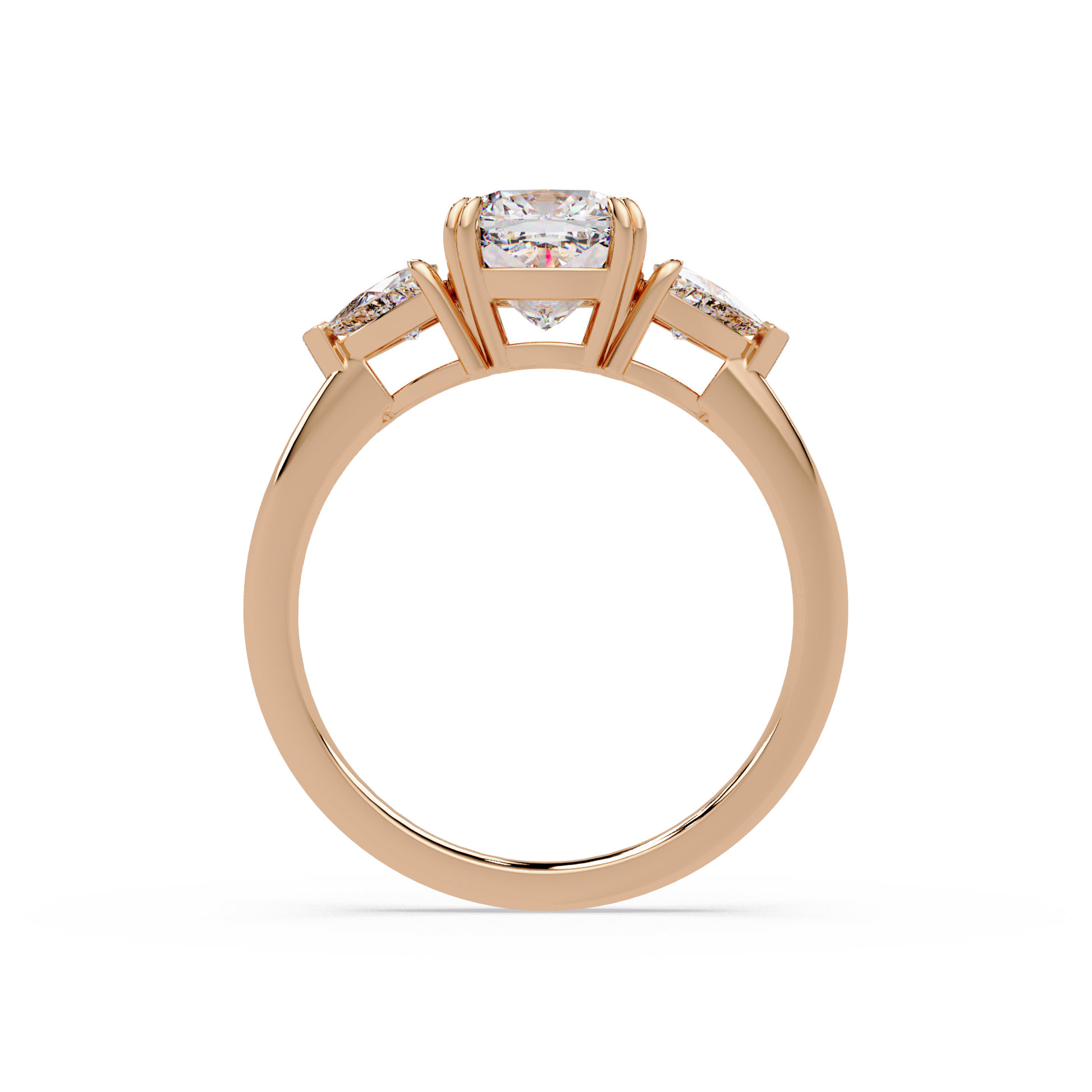 Cushion Cut Lab Grown Diamond Three Stone Ring