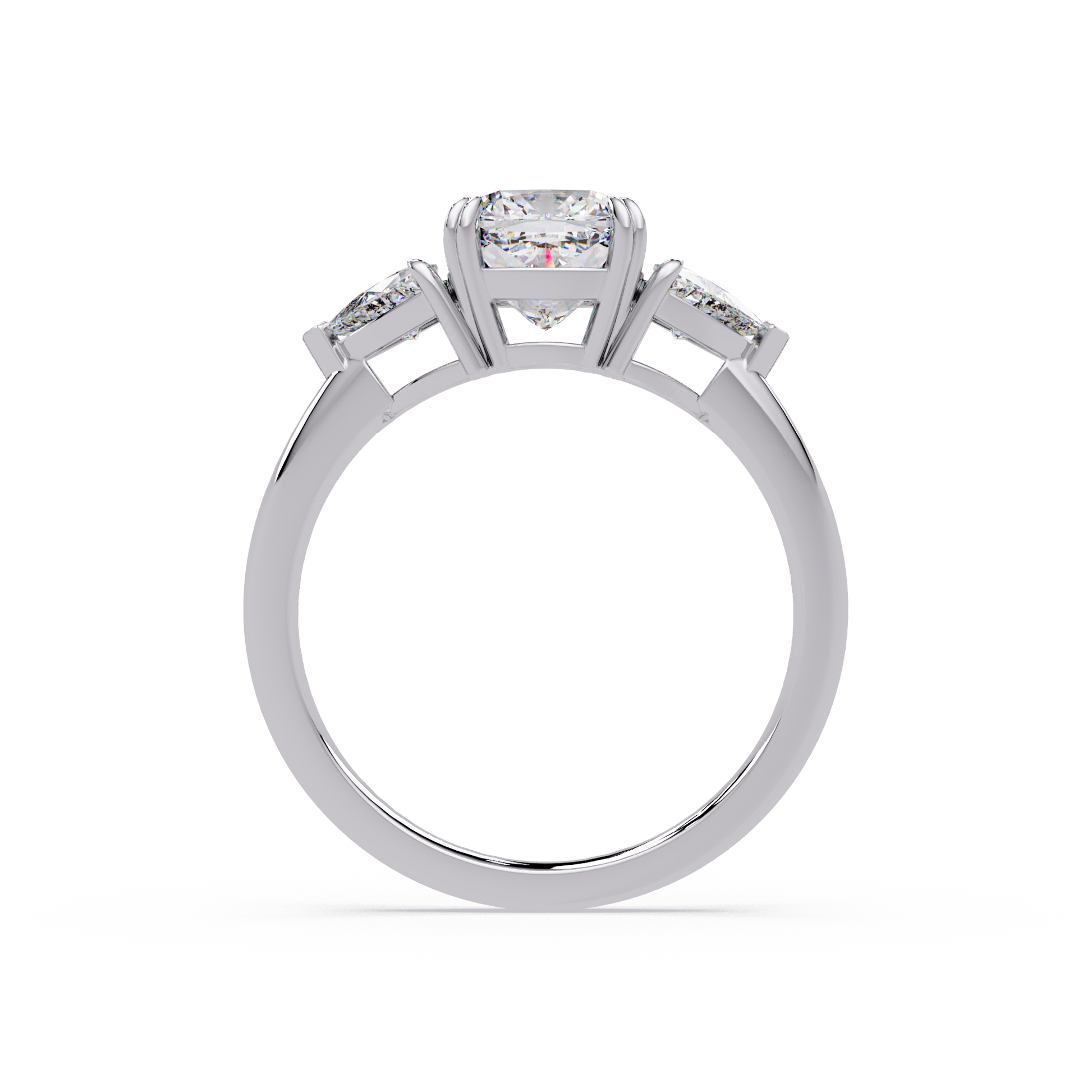 Cushion Cut Lab Grown Diamond Three Stone Ring