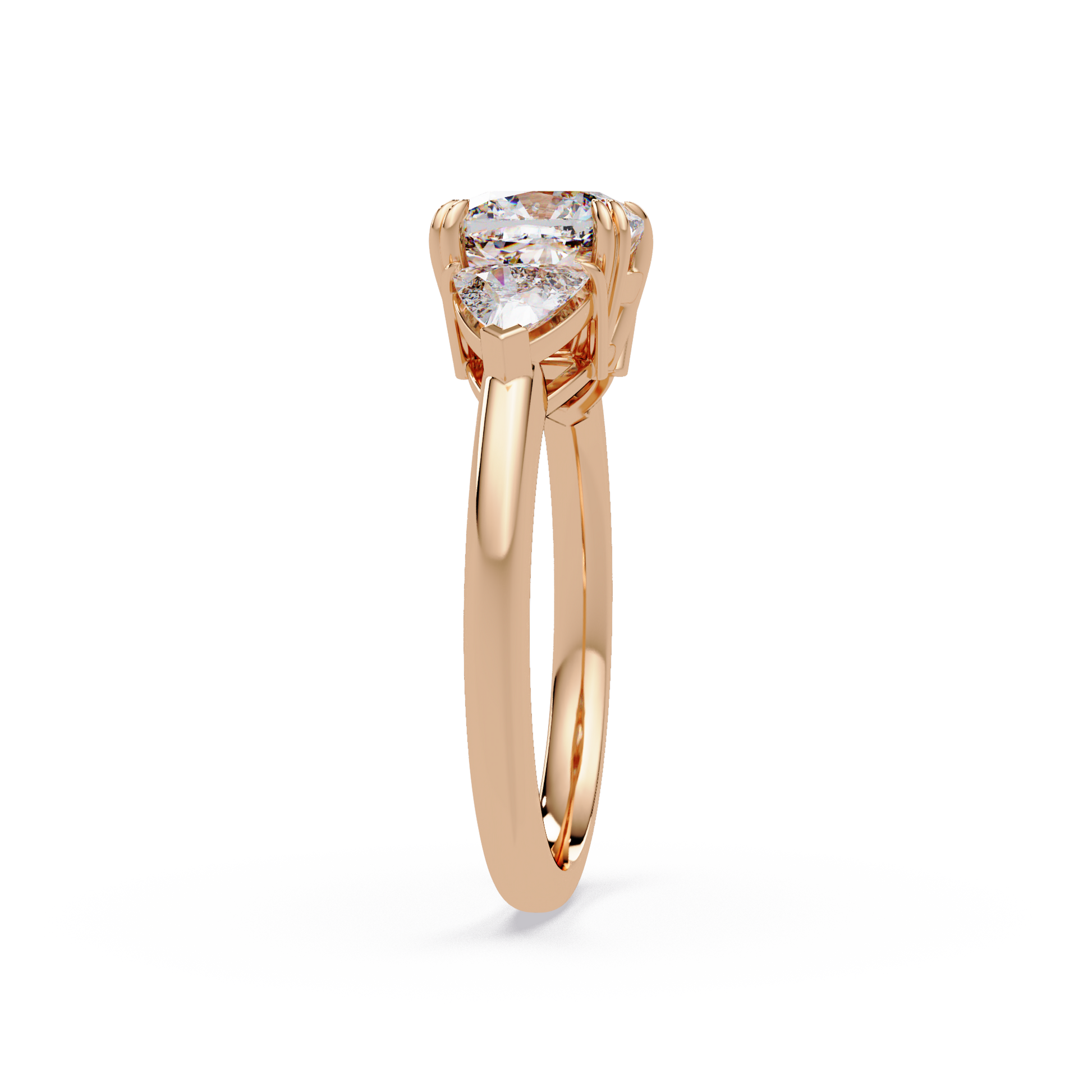 Cushion Cut Lab Grown Diamond Three Stone Ring