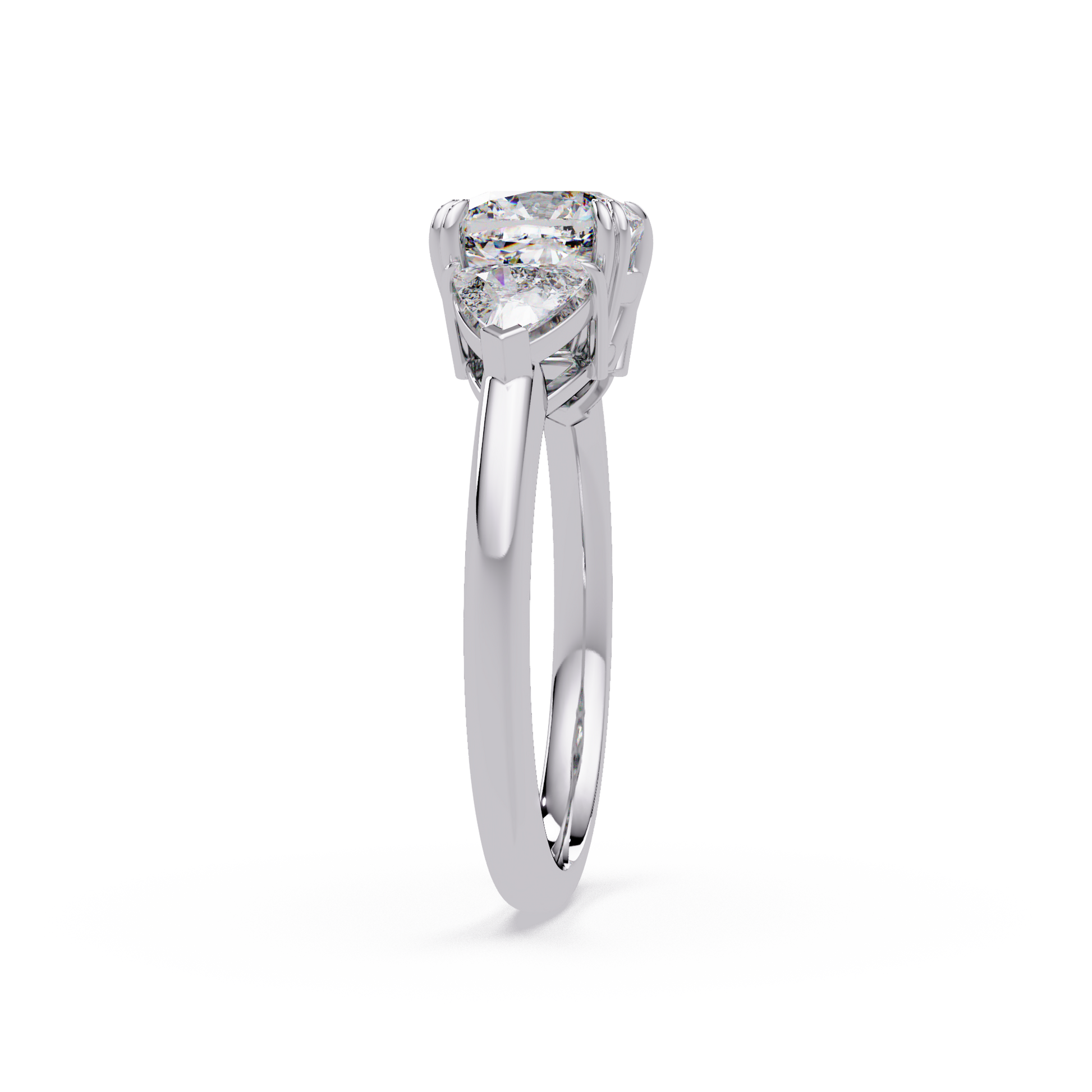 Cushion Cut Lab Grown Diamond Three Stone Ring