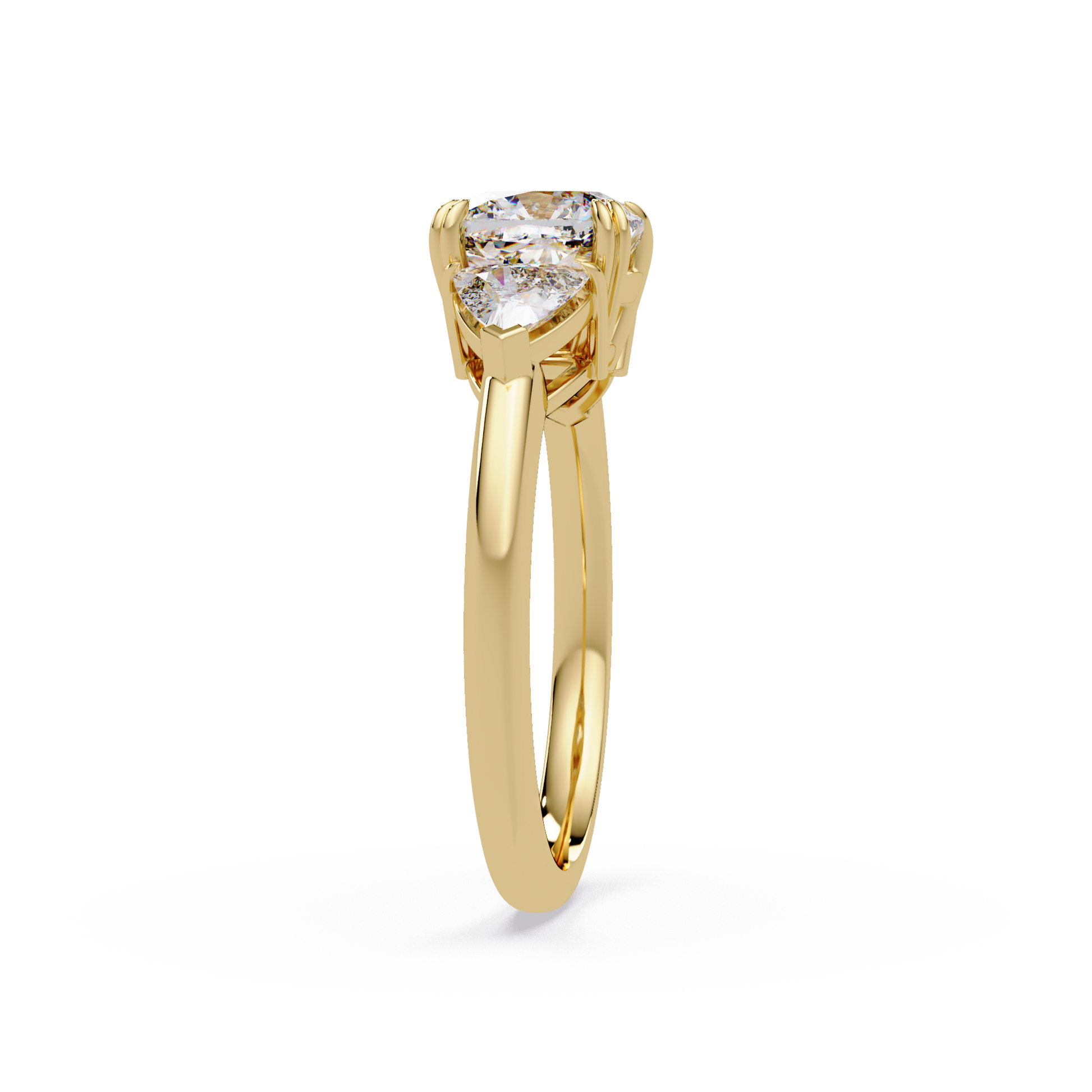 Cushion Cut Lab Grown Diamond Three Stone Ring
