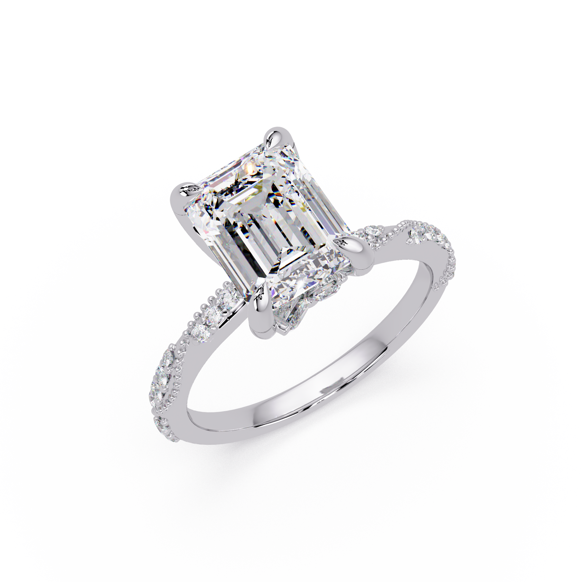 Emerald Cut Lab Grown Diamond Engagement Ring