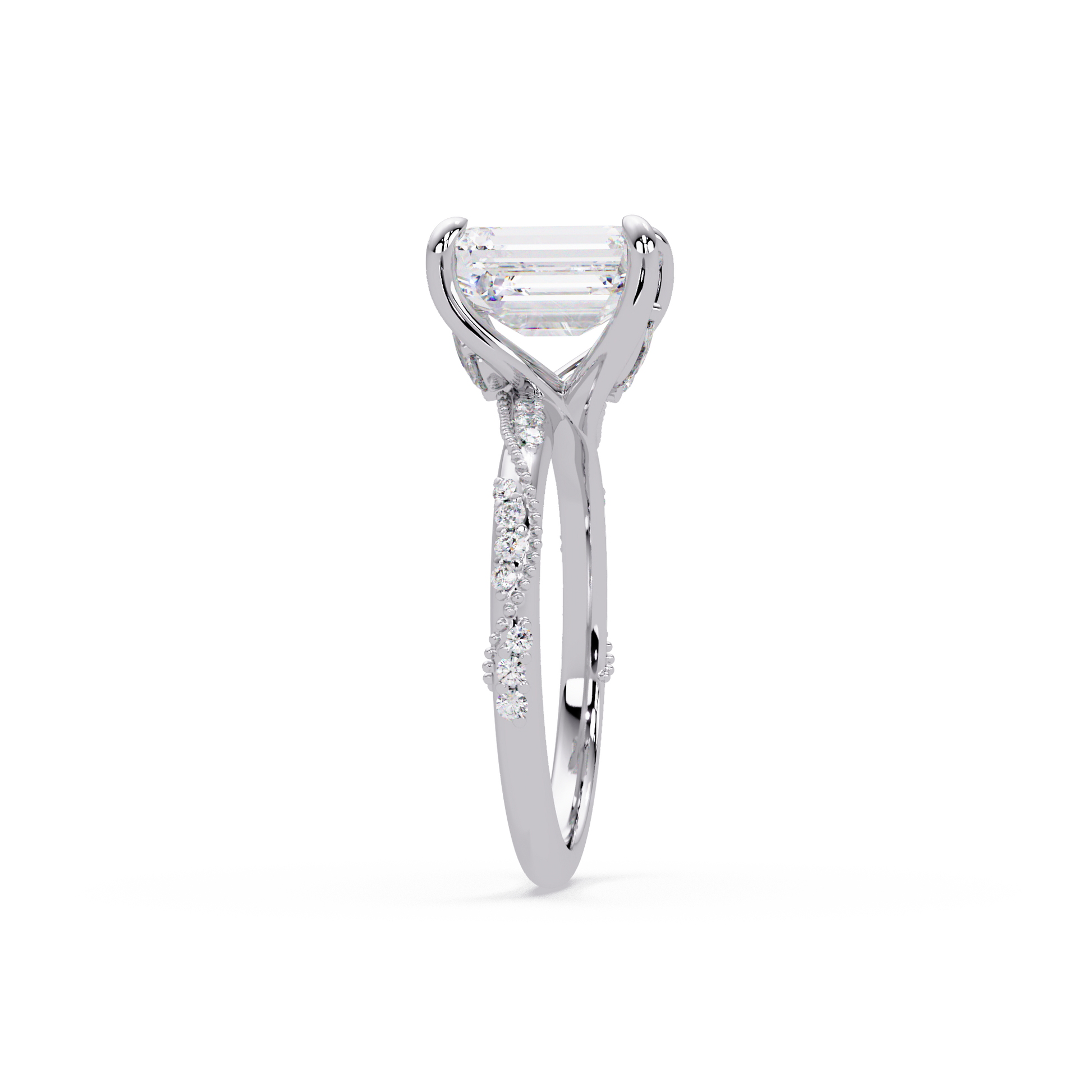 Emerald Cut Lab Grown Diamond Engagement Ring