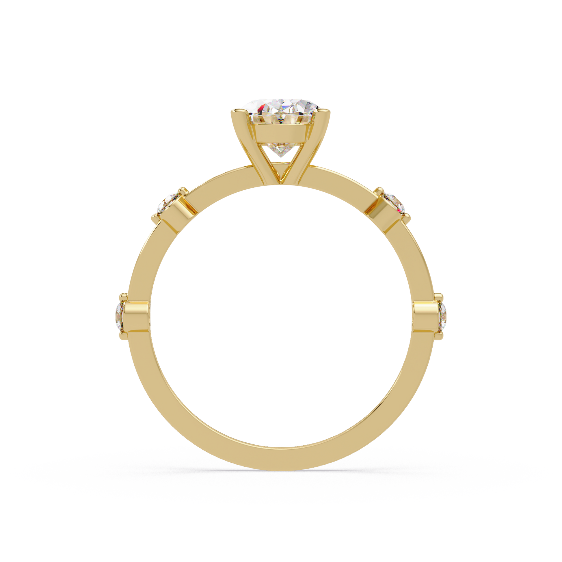 Oval Cut Lab Grown Diamond Ring With Accented Shank