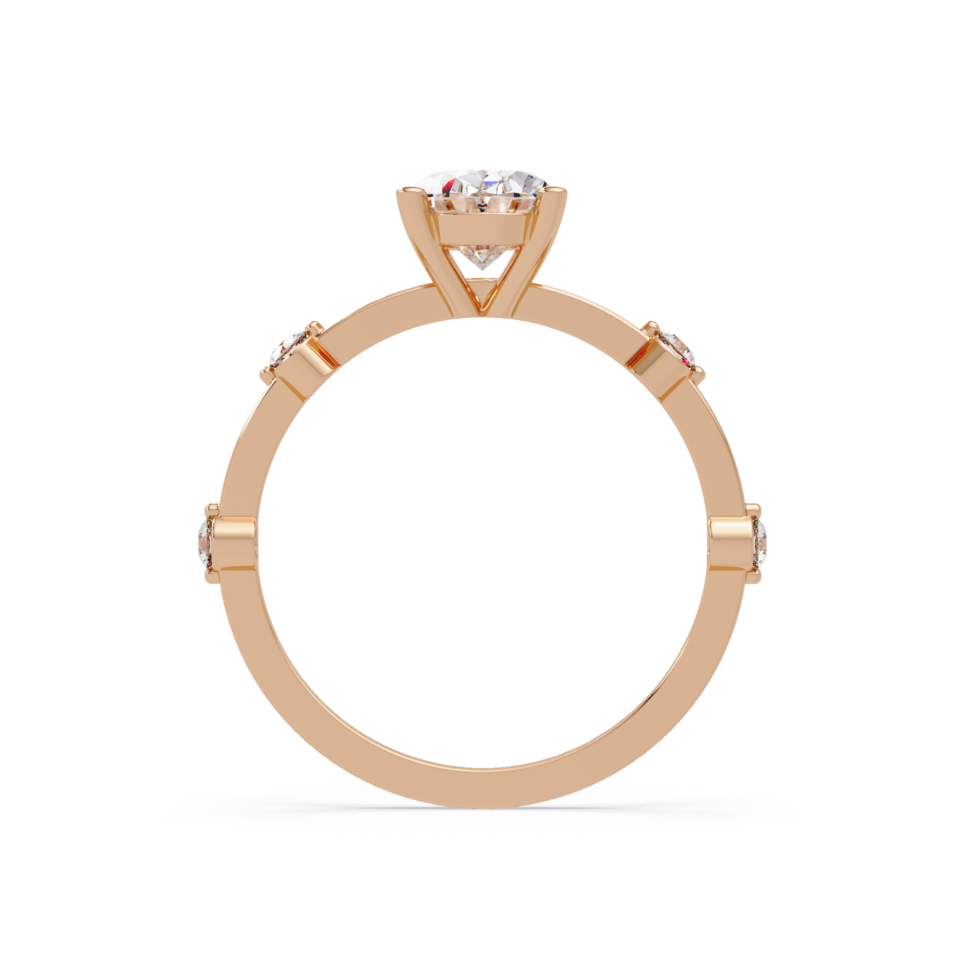 Oval Cut Lab Grown Diamond Ring With Accented Shank