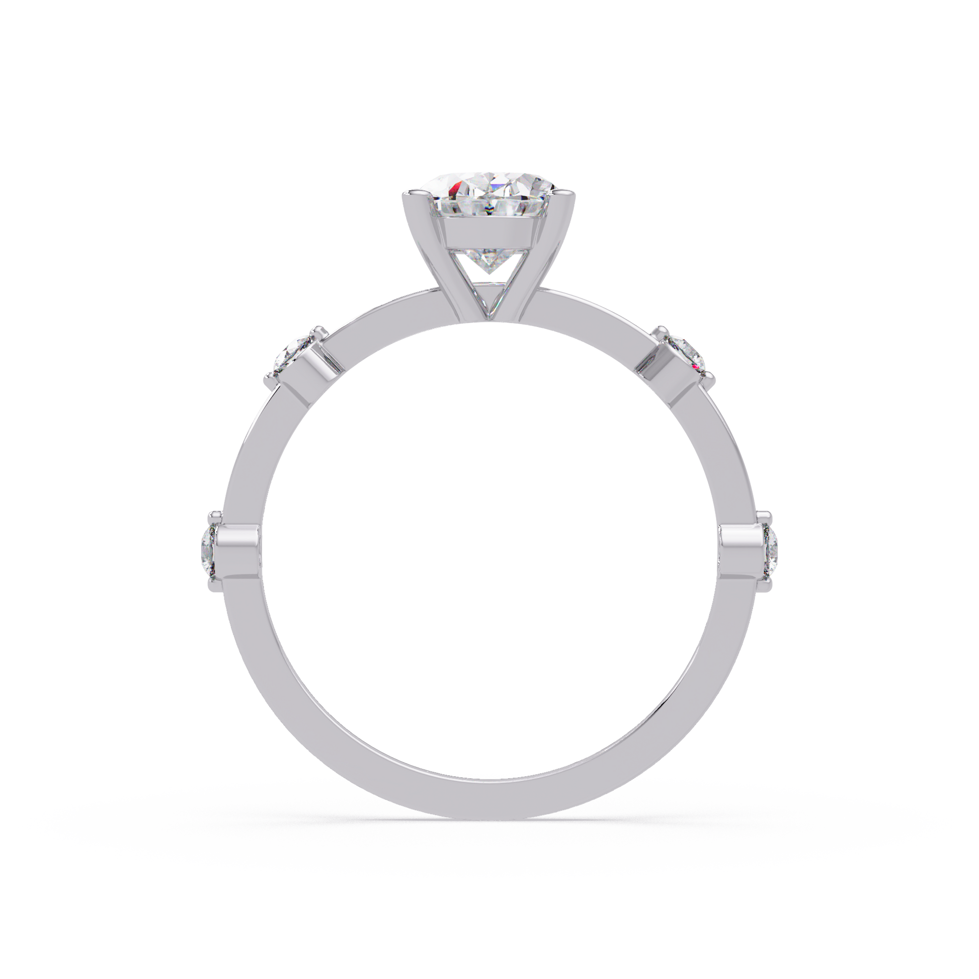 Oval Cut Lab Grown Diamond Ring With Accented Shank