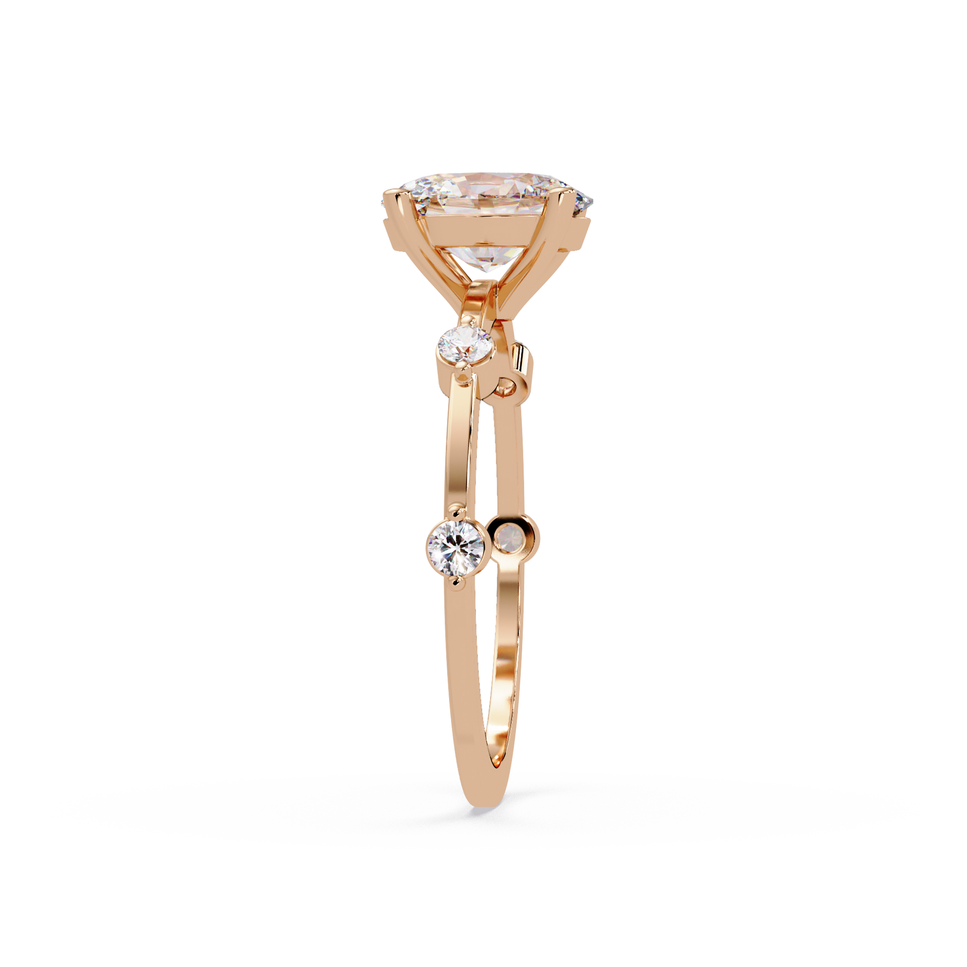 Oval Cut Lab Grown Diamond Ring With Accented Shank