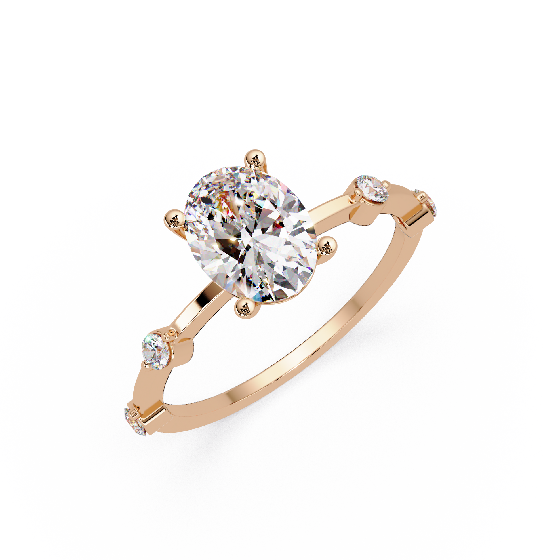 Oval Cut Lab Grown Diamond Ring With Accented Shank
