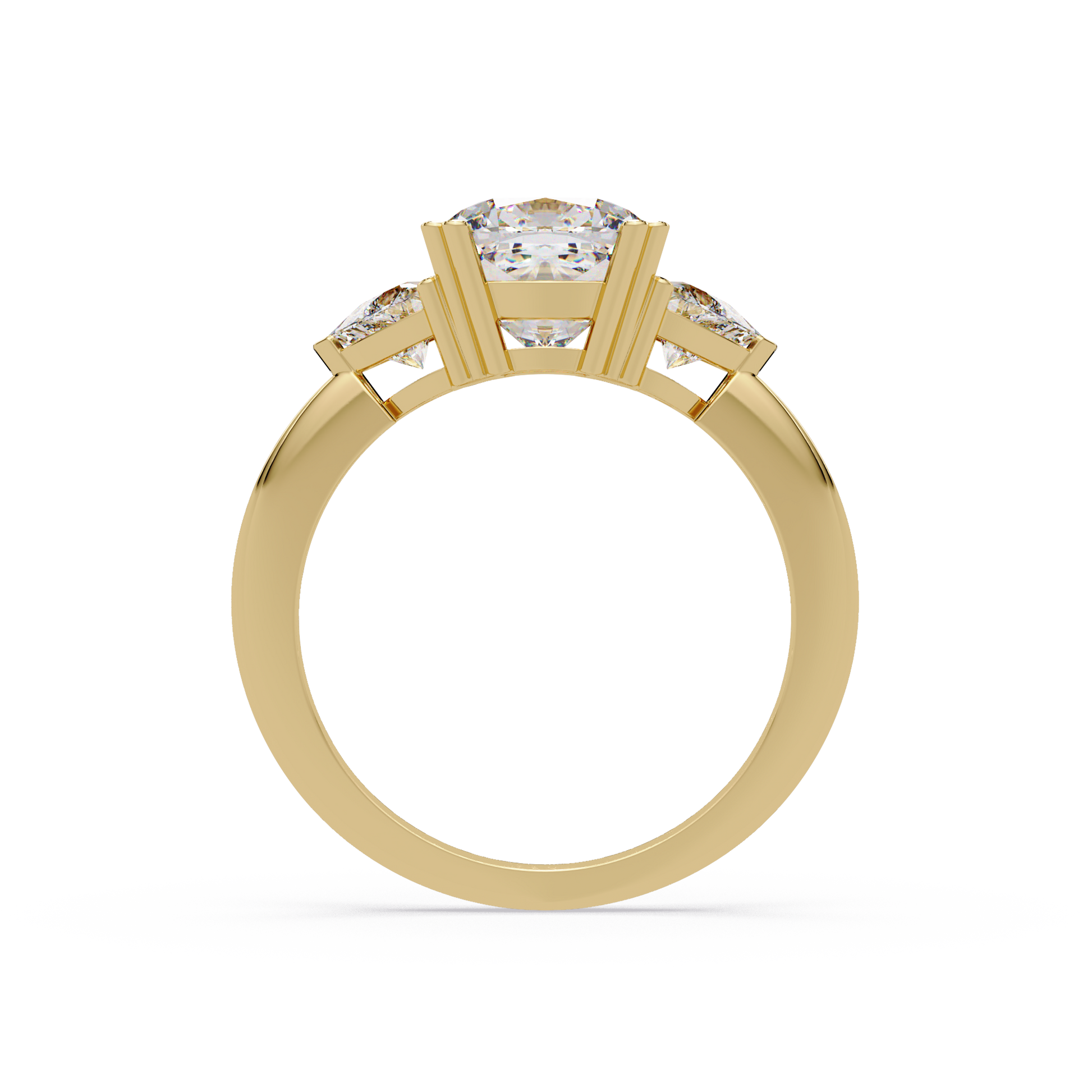 Cushion Cut Lab Grown Diamond Three Stone Ring