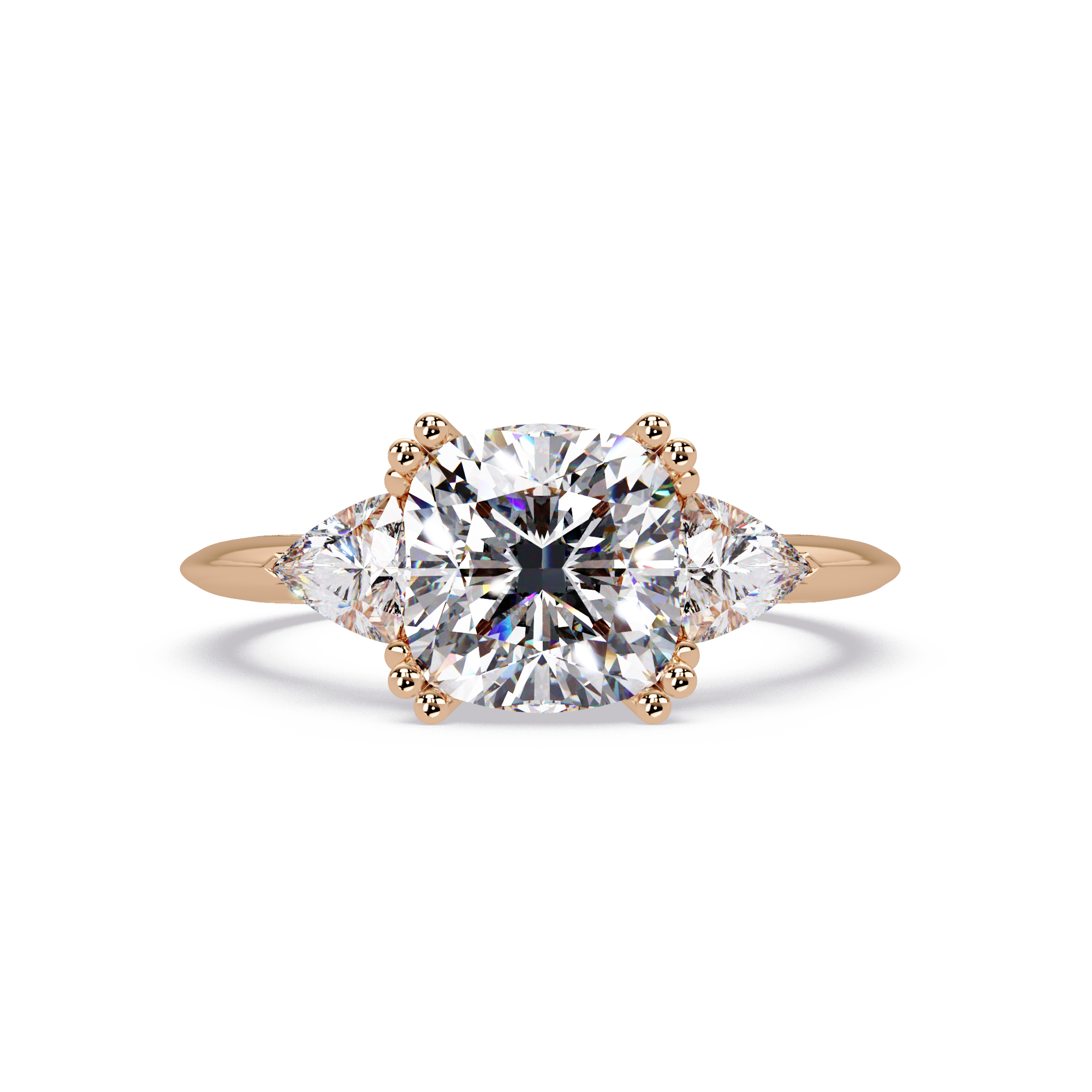 Cushion Cut Lab Grown Diamond Three Stone Ring