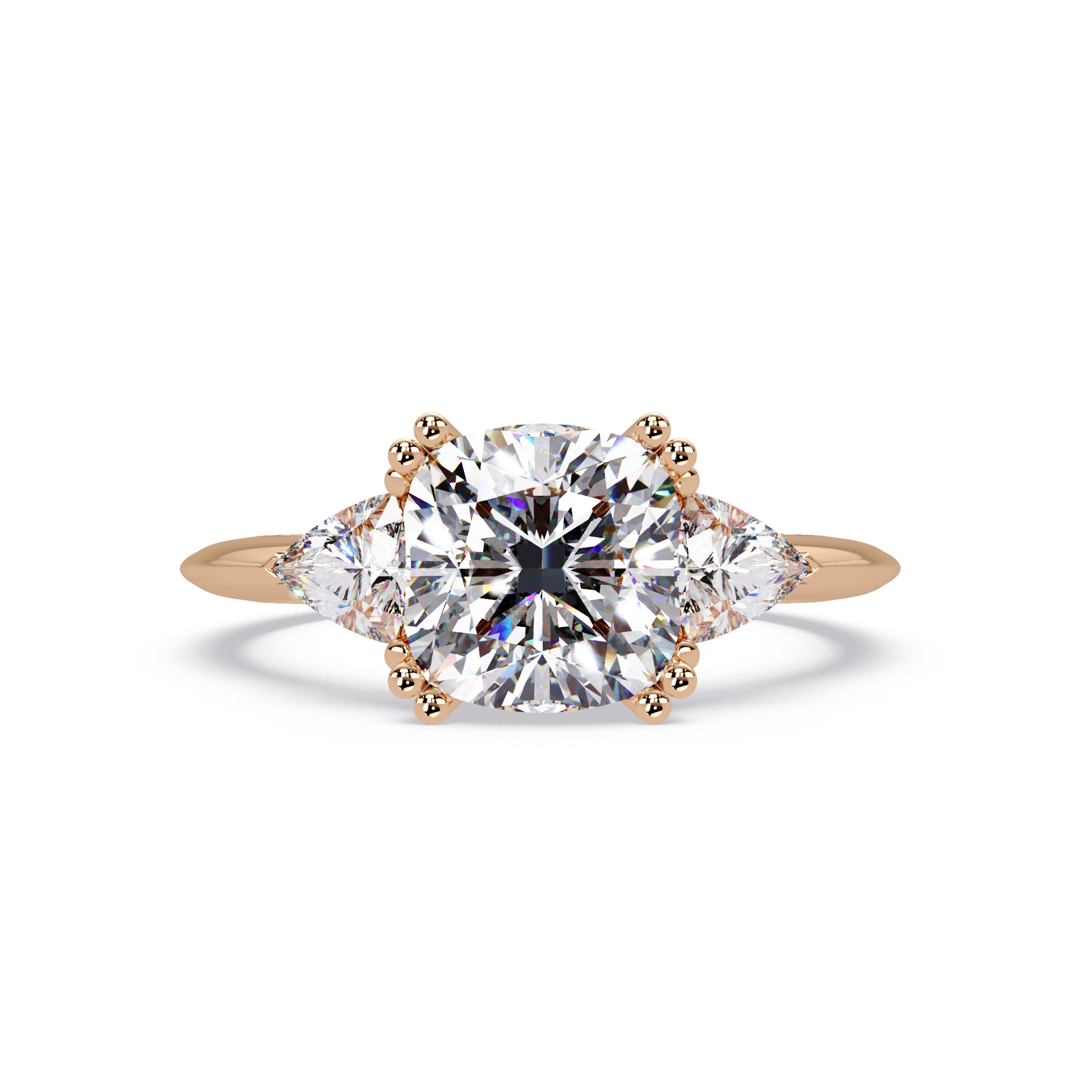 Cushion Cut Lab Grown Diamond Three Stone Ring