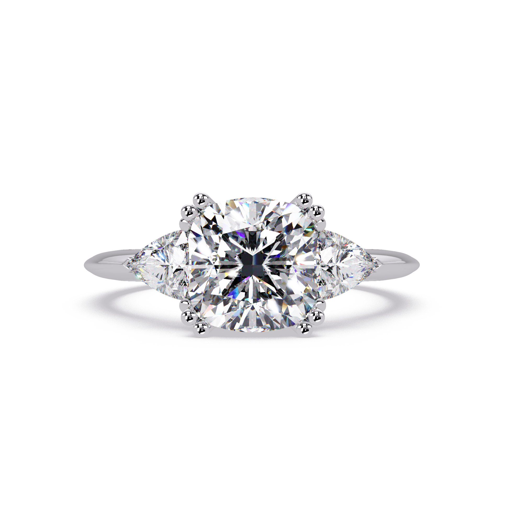 Cushion Cut Lab Grown Diamond Three Stone Ring