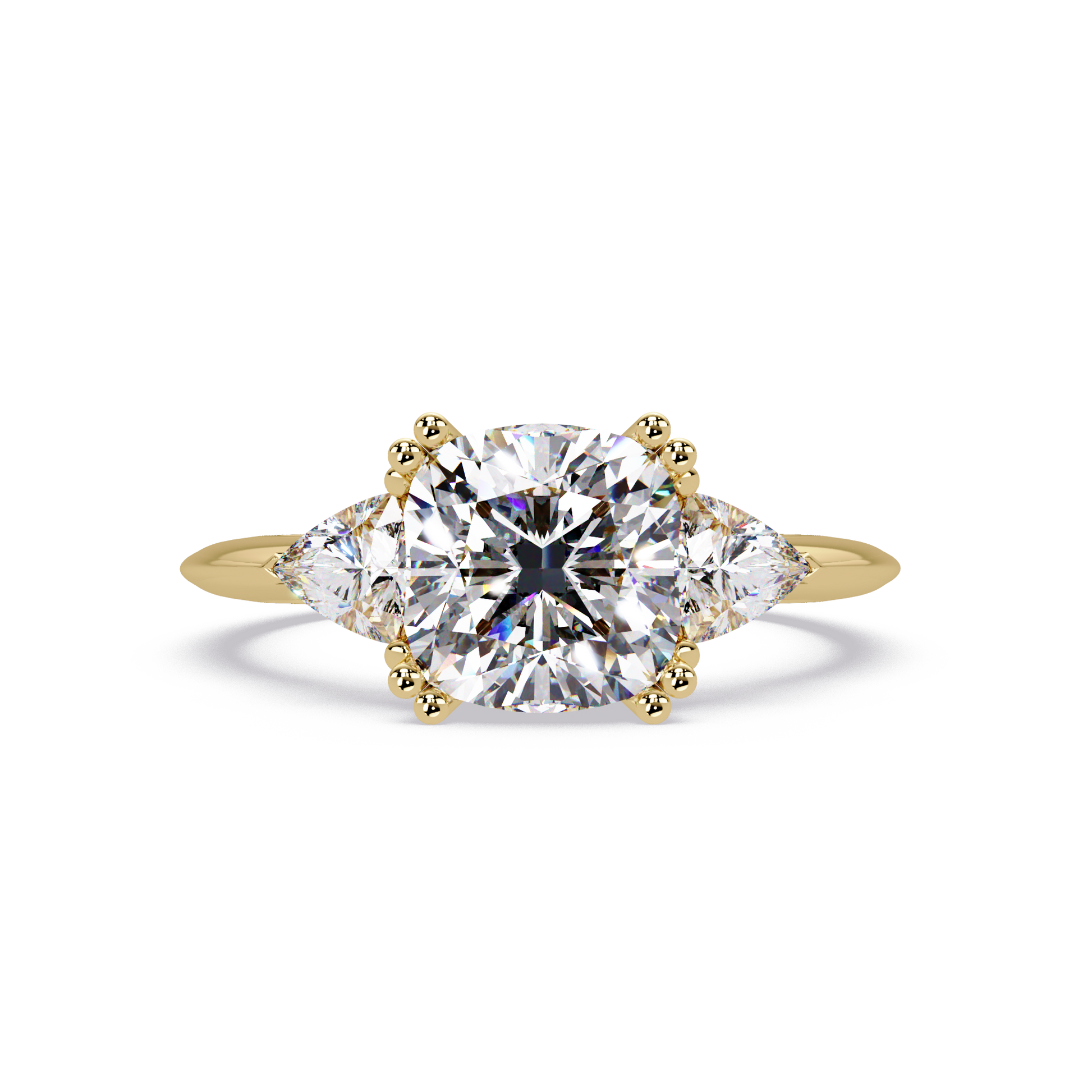 Cushion Cut Lab Grown Diamond Three Stone Ring
