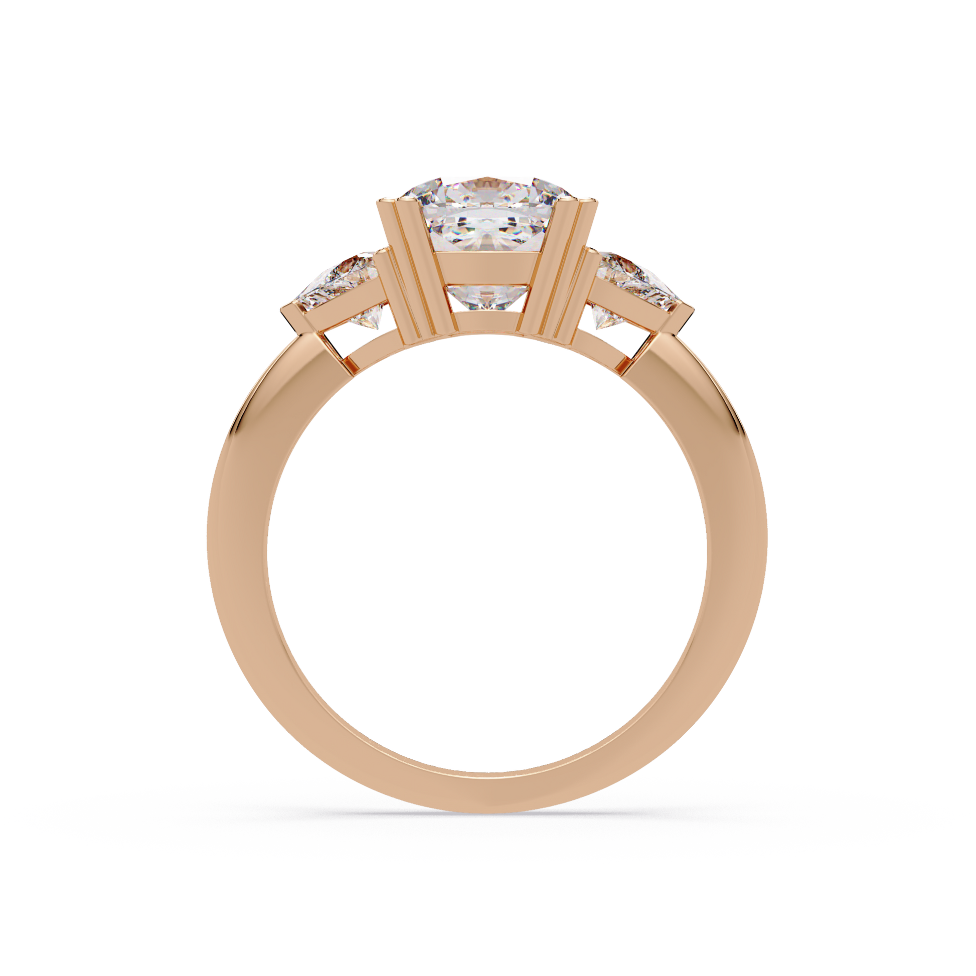 Cushion Cut Lab Grown Diamond Three Stone Ring