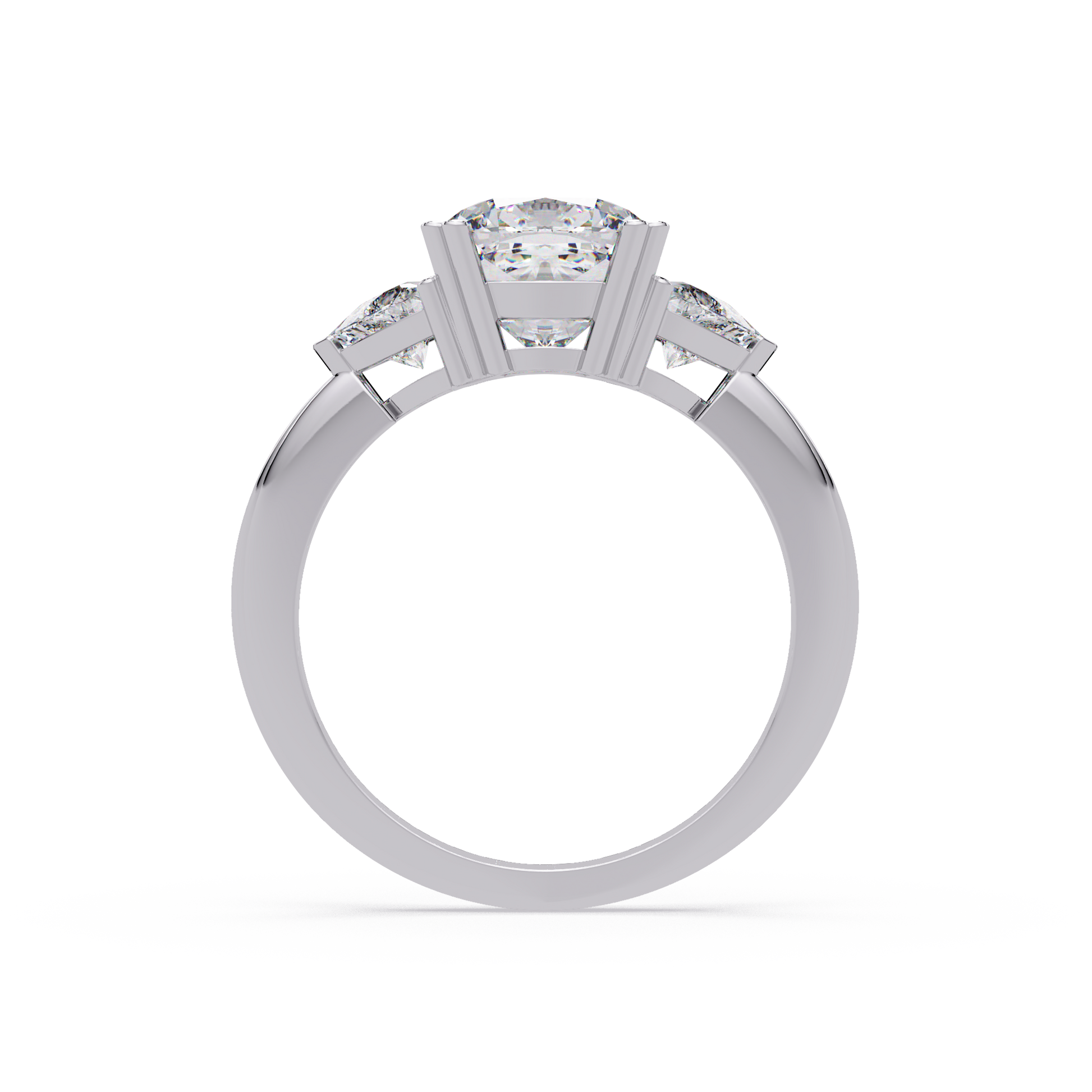 Cushion Cut Lab Grown Diamond Three Stone Ring