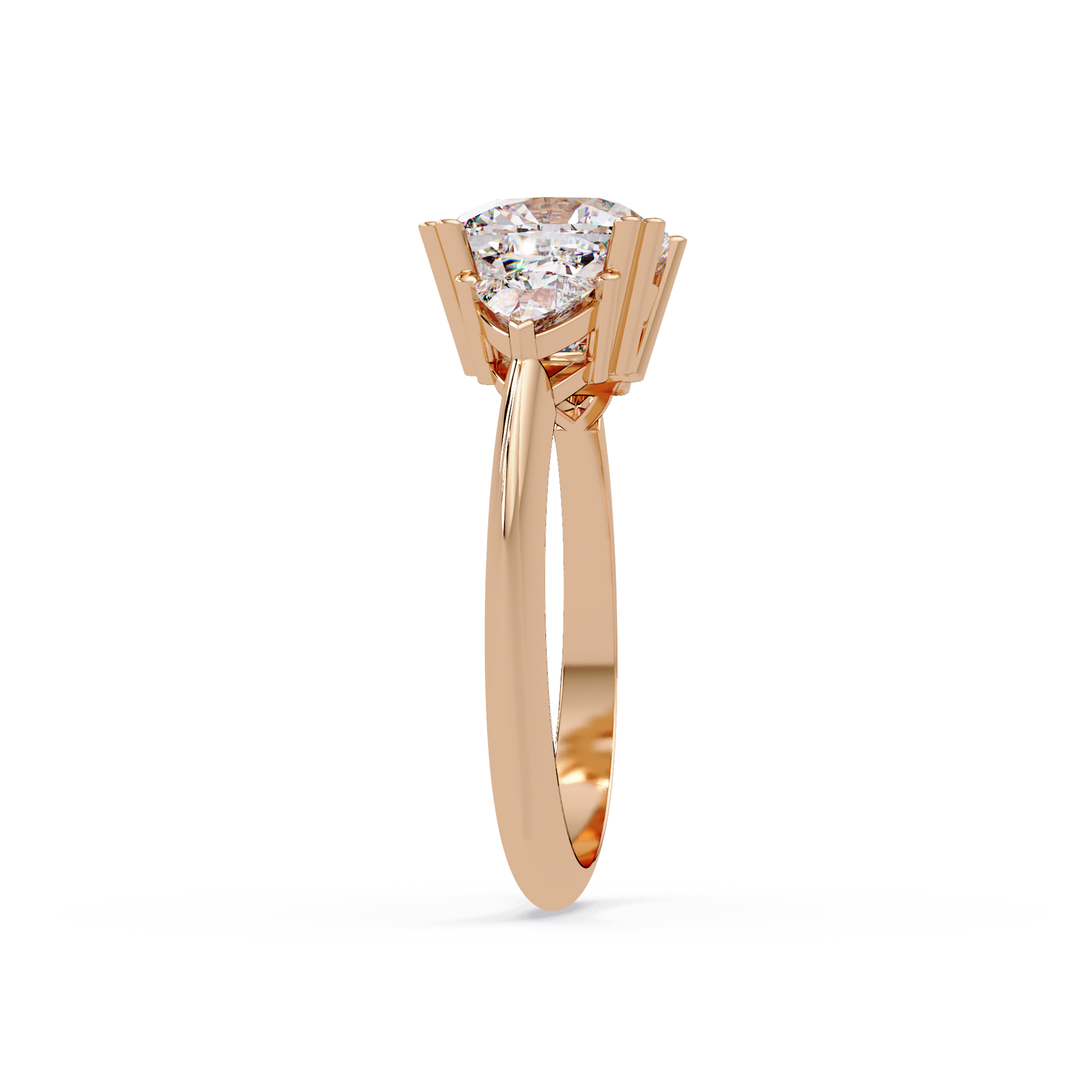 Cushion Cut Lab Grown Diamond Three Stone Ring