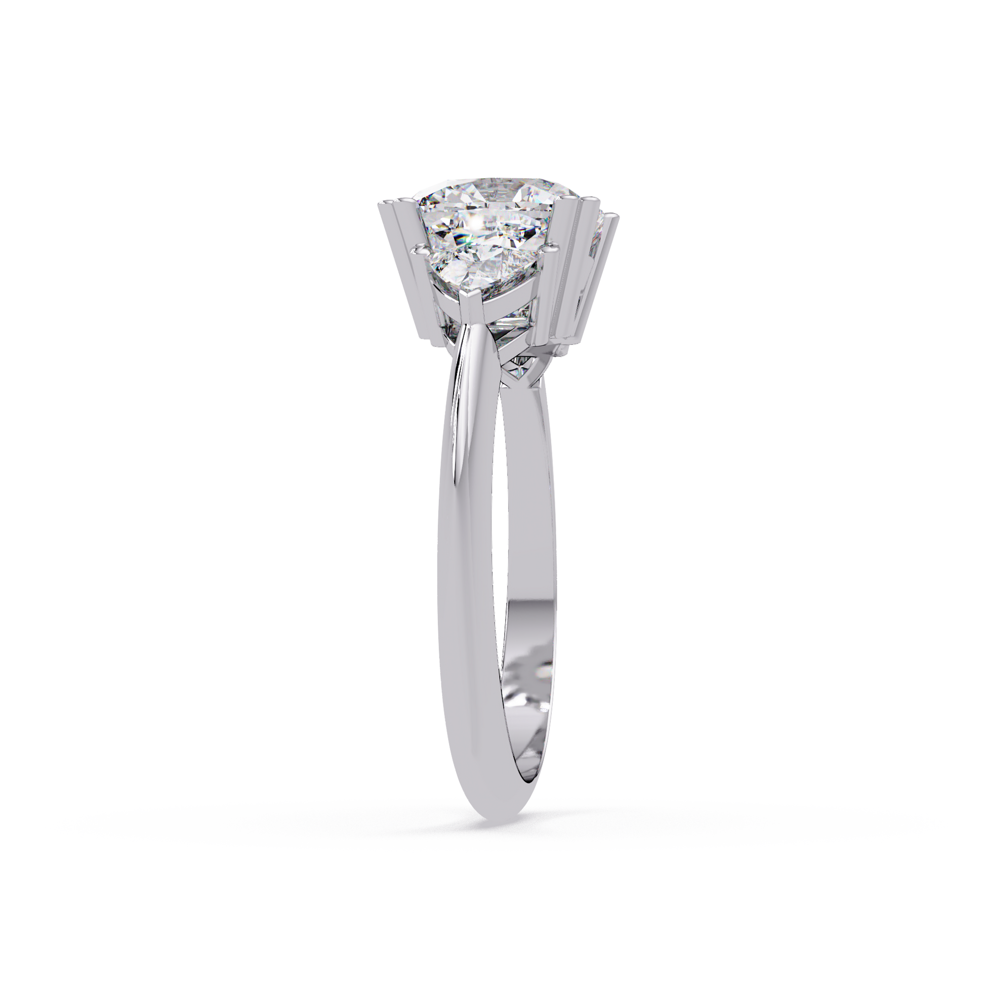 Cushion Cut Lab Grown Diamond Three Stone Ring