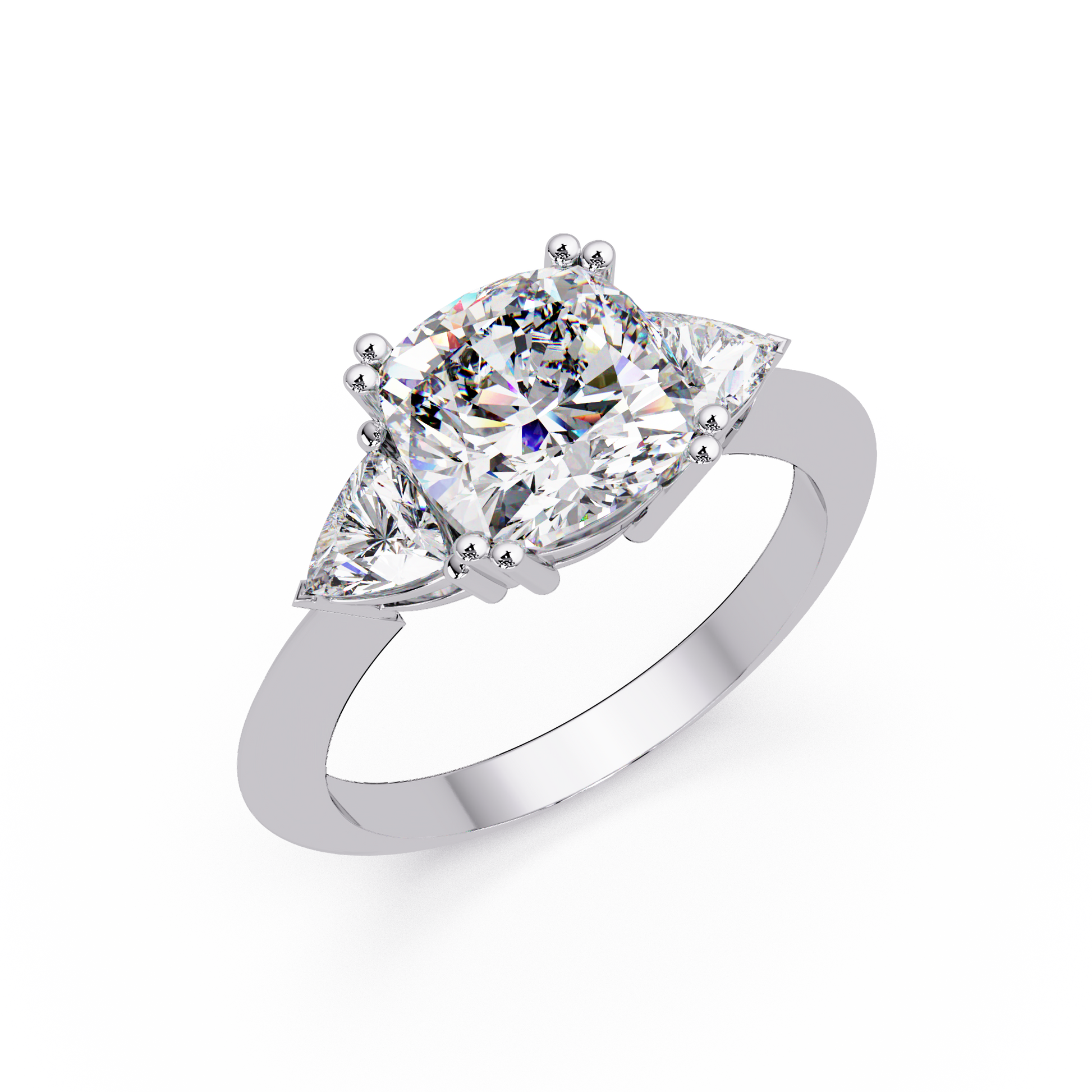 Cushion Cut Lab Grown Diamond Three Stone Ring
