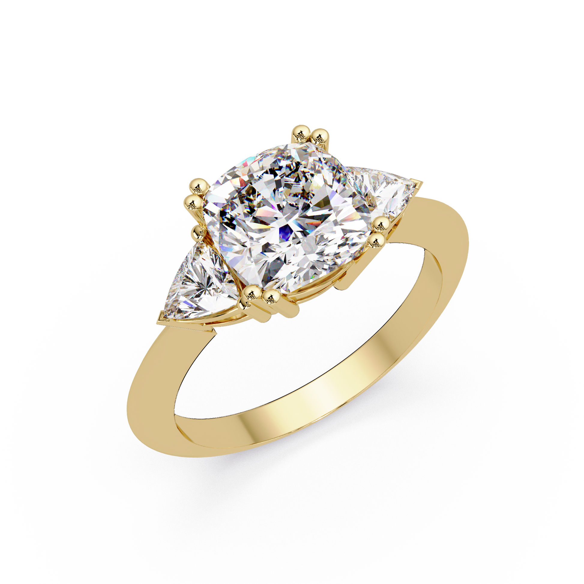 Cushion Cut Lab Grown Diamond Three Stone Ring