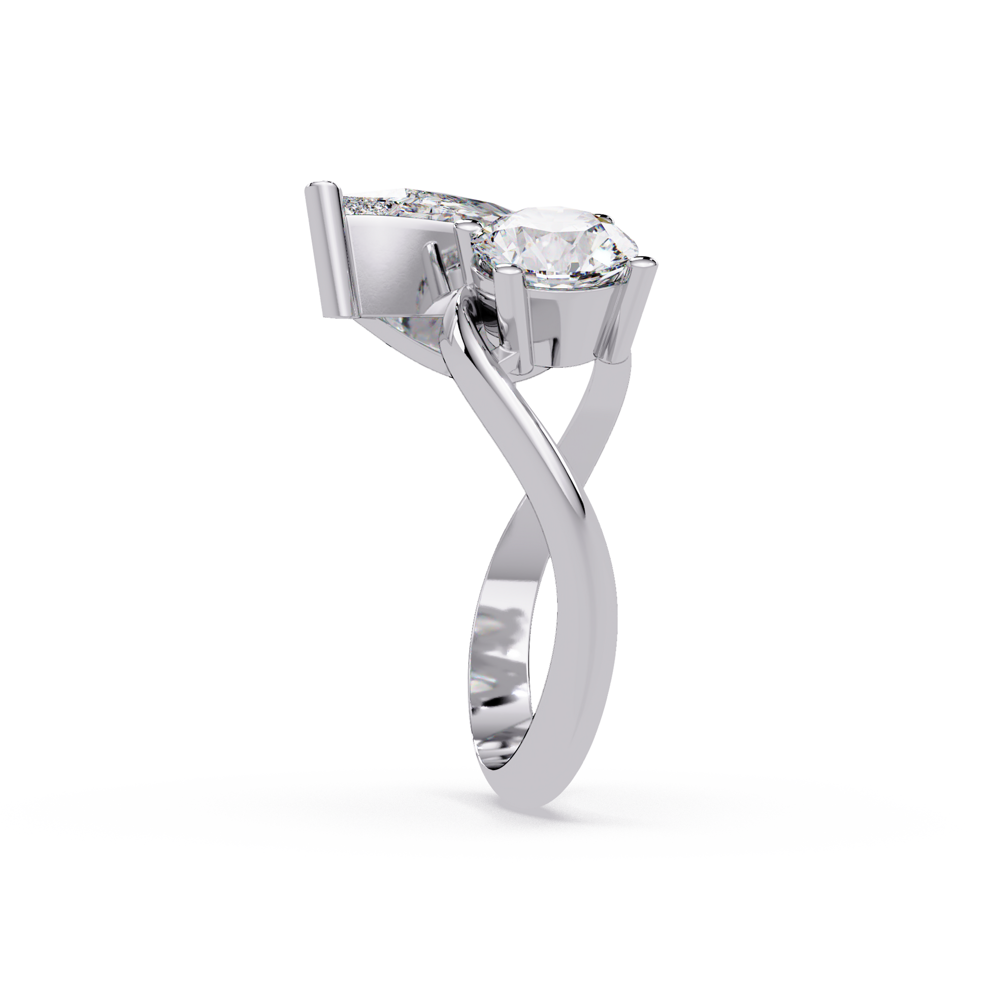 Pear Cut Lab Grown Diamond Two Stone Ring