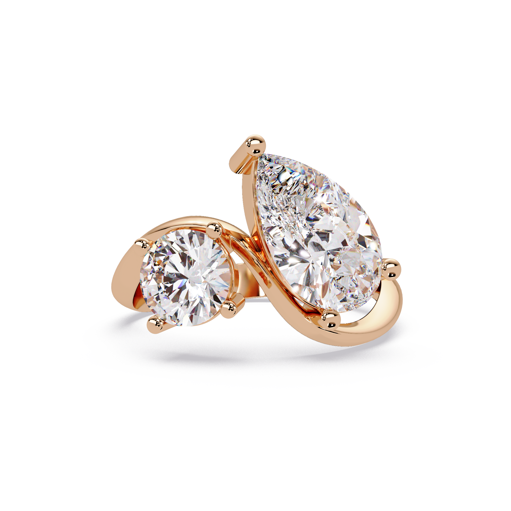 Pear Cut Lab Grown Diamond Two Stone Ring